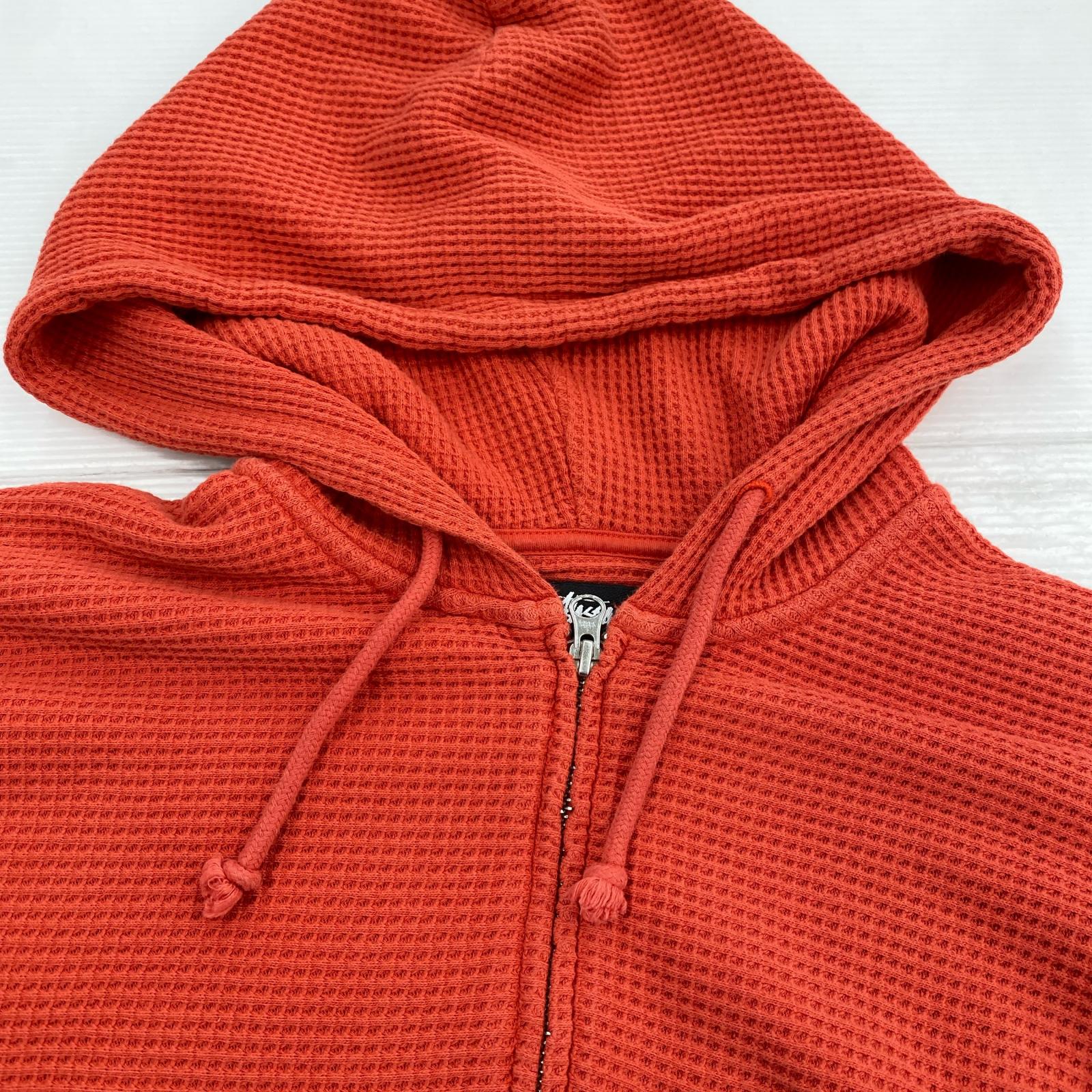 パーカー STUSSY DOUBLE LAYER WAFFLE ZIP HOODIE L 赤 L