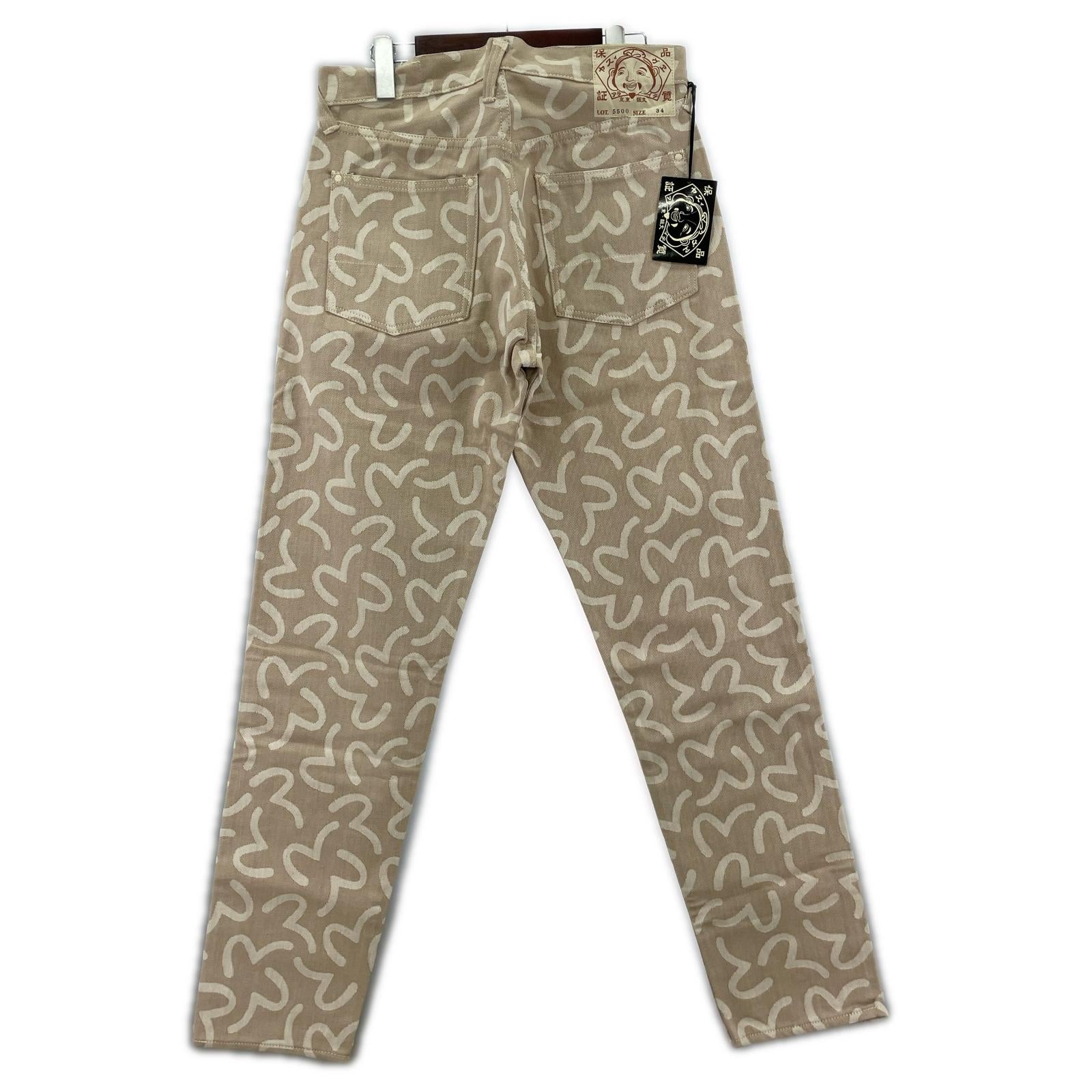 デニムパンツ Lot.5500 JACQUARD カモメ 総柄 W34 34 ベージュ