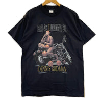 半袖Ｔシャツ 90s USA製 デニス・ロッドマン プリントT 黒 (L) L ブラック