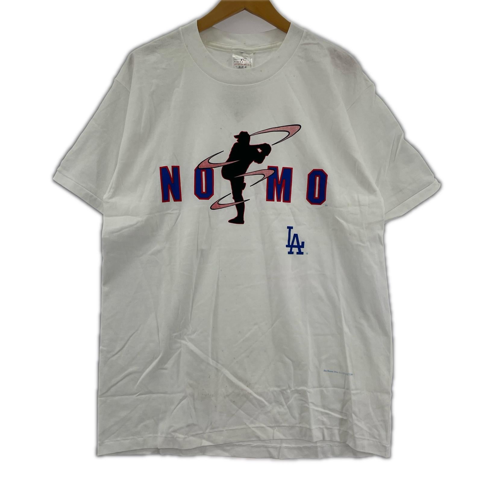 半袖Ｔシャツ 90s USA製 デッドストック 野茂英雄 プリントT 白 (L) L ホワイト