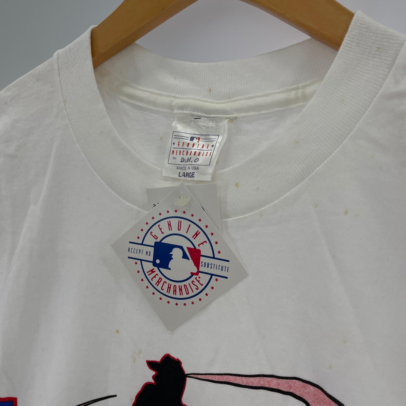 半袖Ｔシャツ 90s USA製 デッドストック 野茂英雄 プリントT 白 (L) L ホワイト