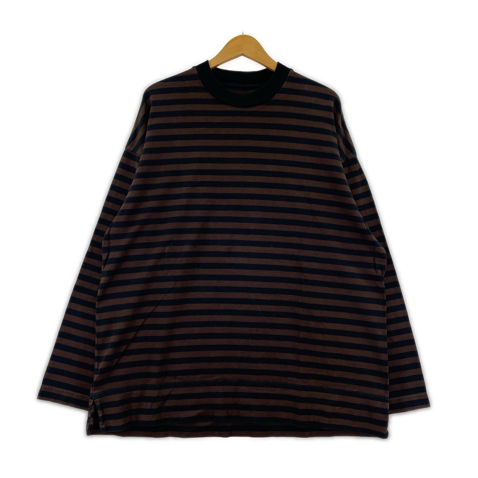 長袖Ｔシャツ BOX Tee L/S ORGANIC COTTON BORDER 茶×黒 3 3