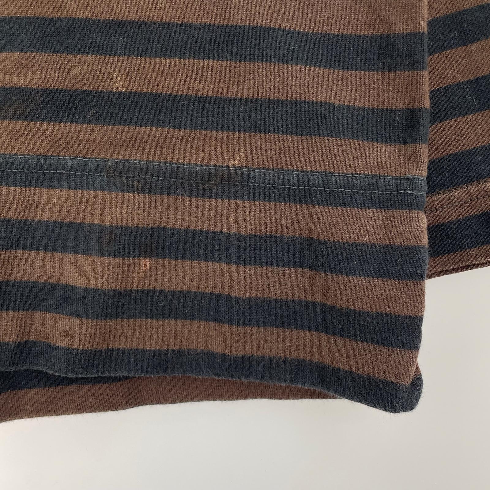 長袖Ｔシャツ BOX Tee L/S ORGANIC COTTON BORDER 茶×黒 3 3