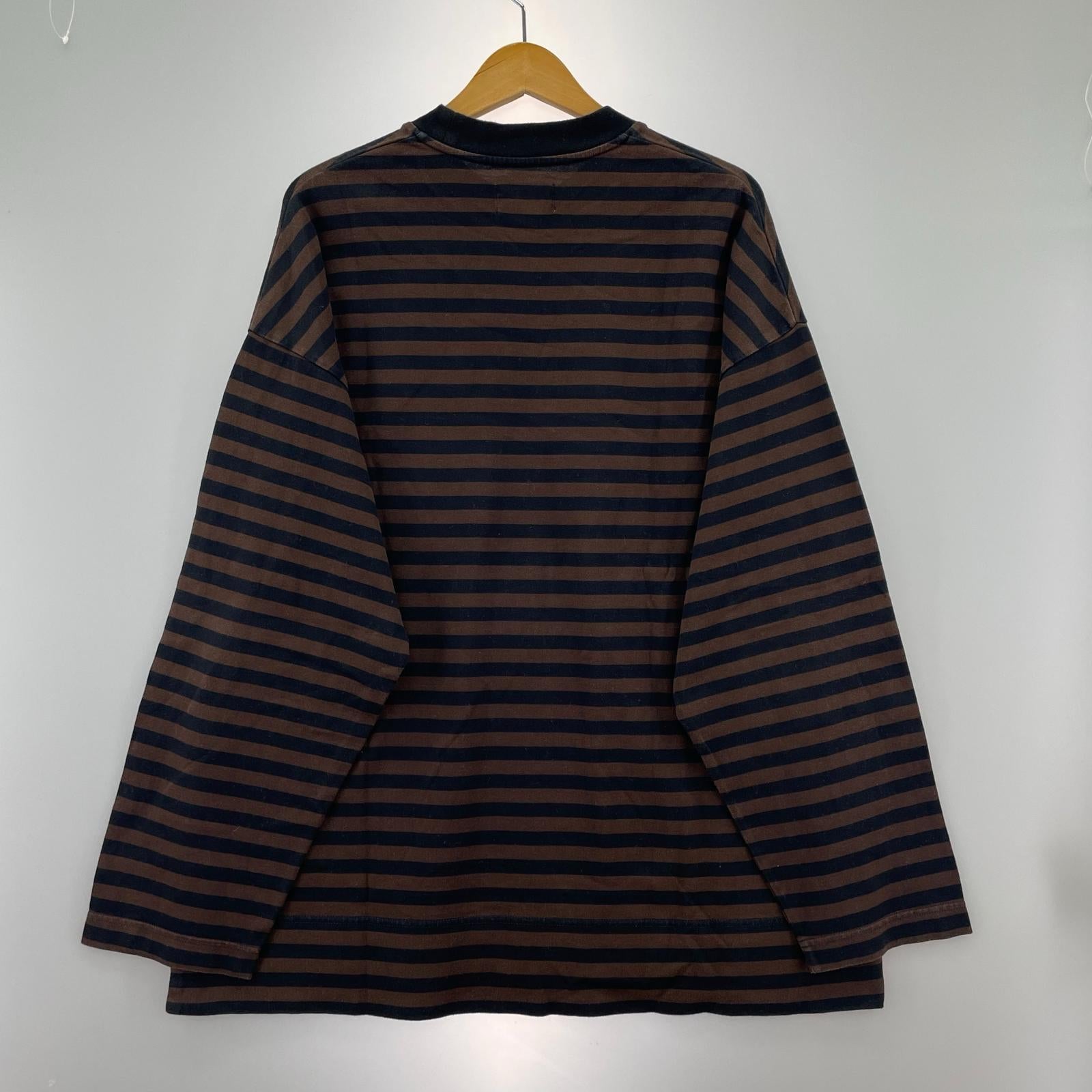 長袖Ｔシャツ BOX Tee L/S ORGANIC COTTON BORDER 茶×黒 3 3