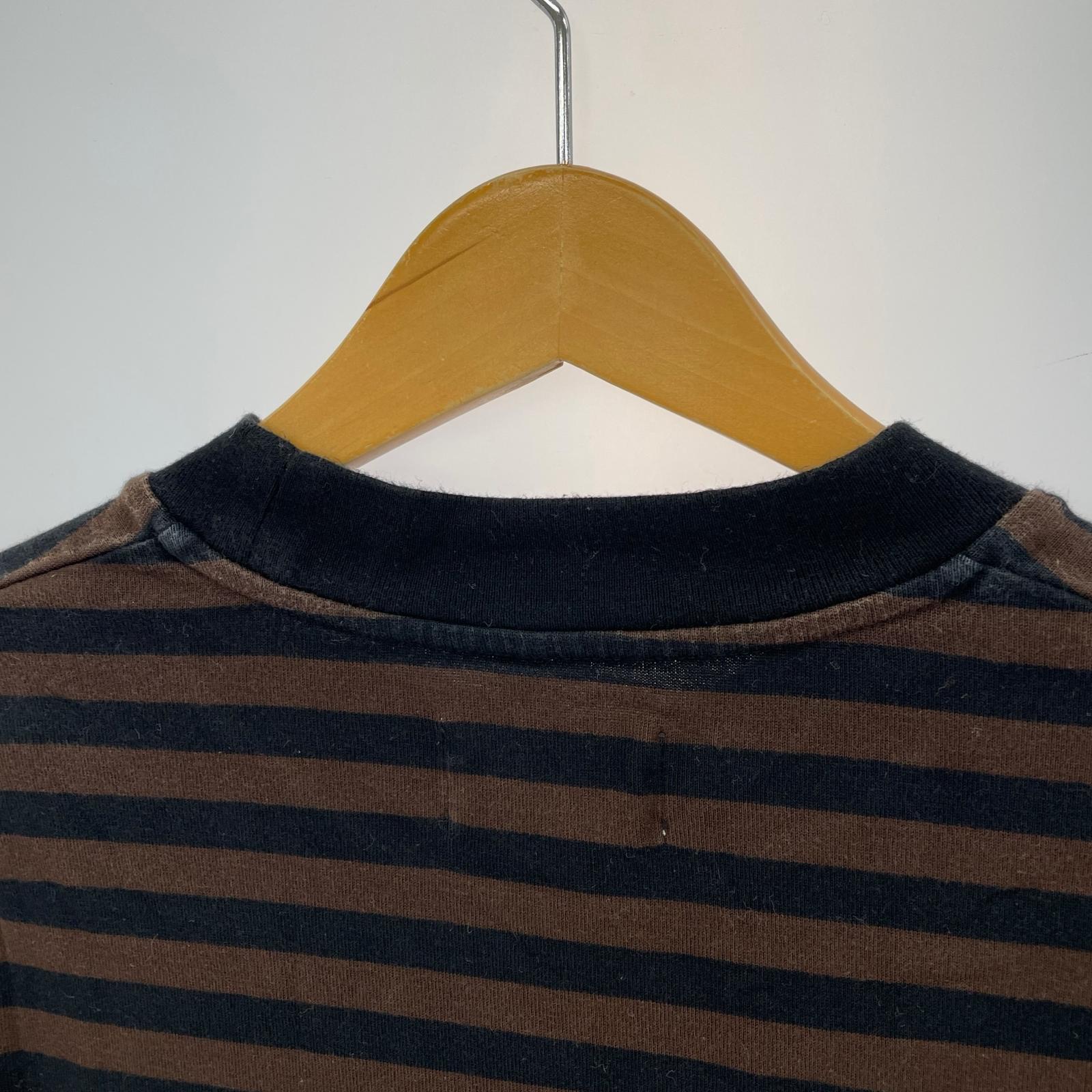 長袖Ｔシャツ BOX Tee L/S ORGANIC COTTON BORDER 茶×黒 3 3