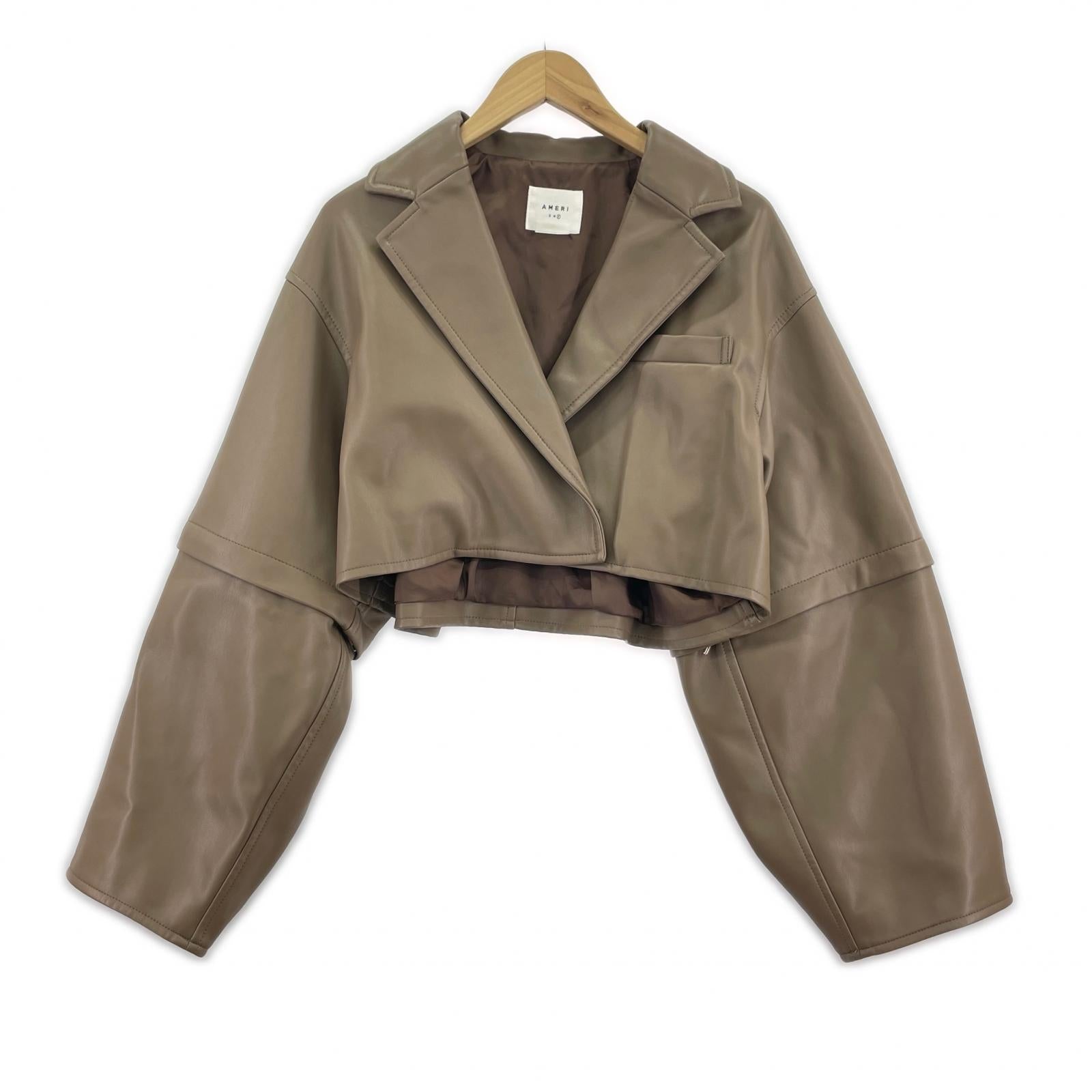 ジャケット 2WAY FAKE LEATHER SHORT JACKET ベージュ　F フリー ベージュ
