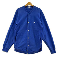 カーディガン 90s REVERSE WEAVE スナップ 青 (L) L