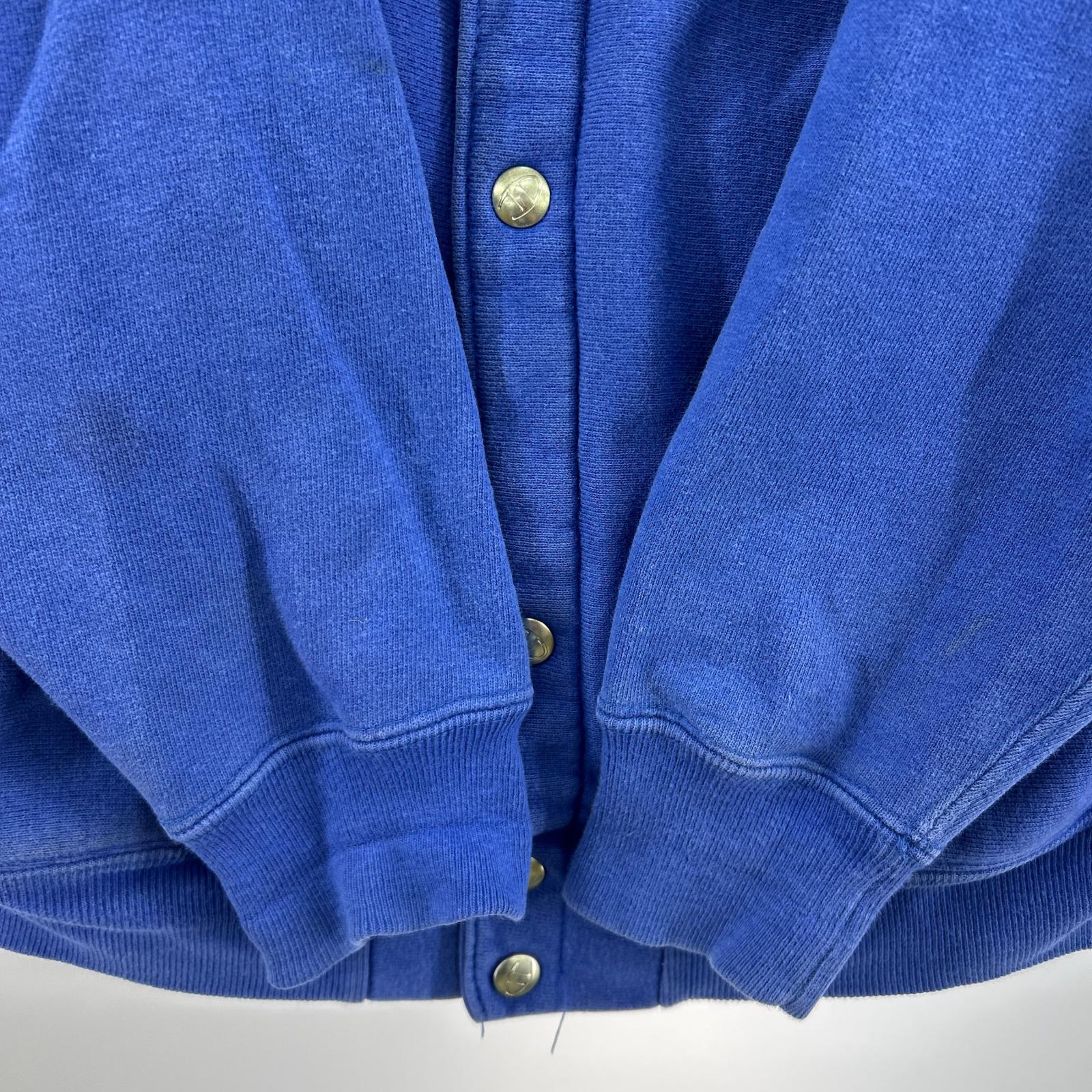 カーディガン 90s REVERSE WEAVE スナップ 青 (L) L