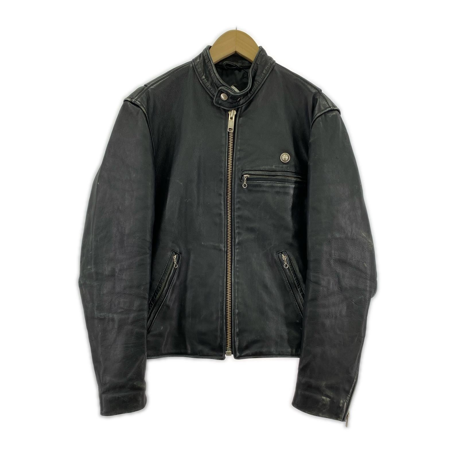 ライダースジャケット US GENUINE WEAR シングルライダース バッグペイント 36 ブラック