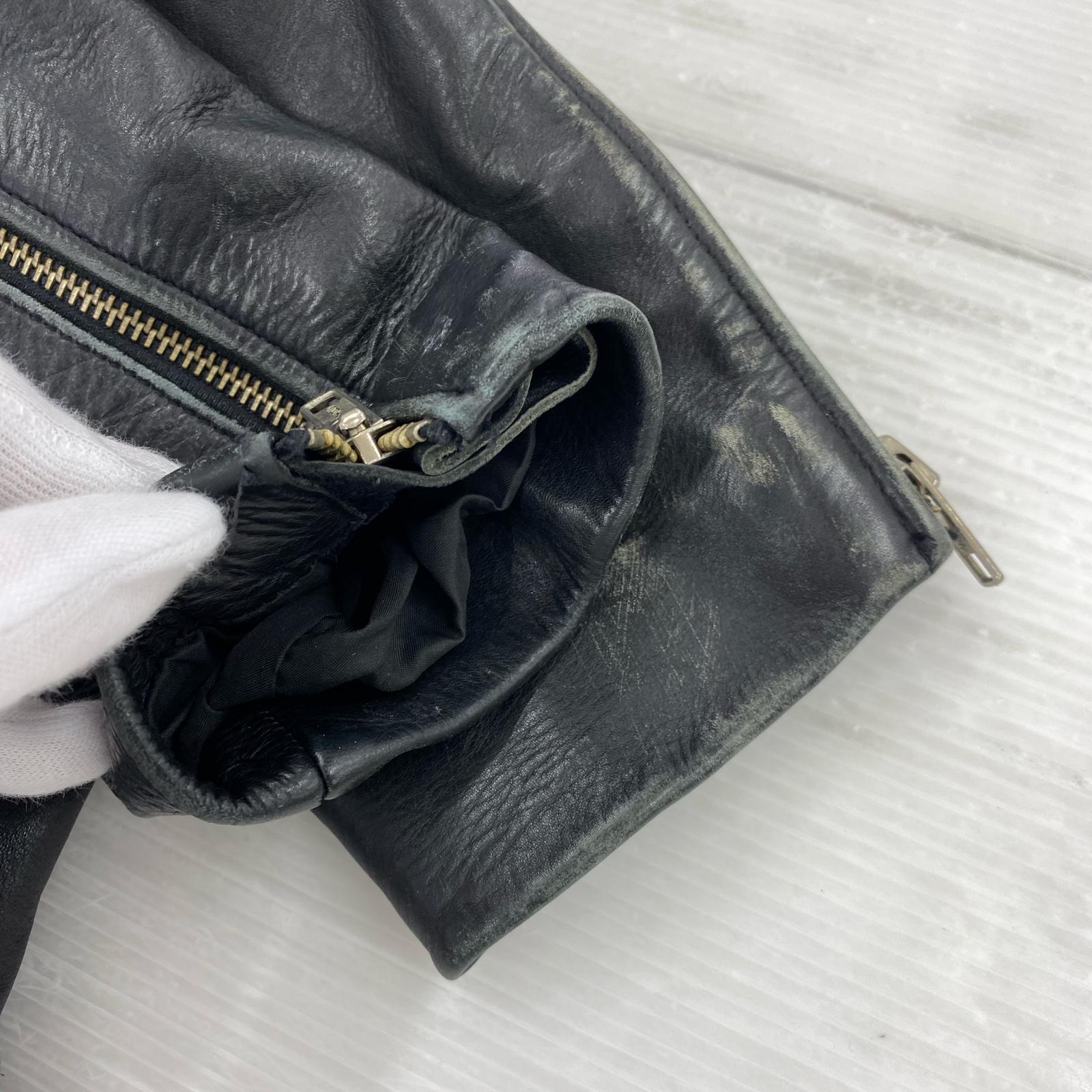 ライダースジャケット US GENUINE WEAR シングルライダース バッグペイント 36 ブラック