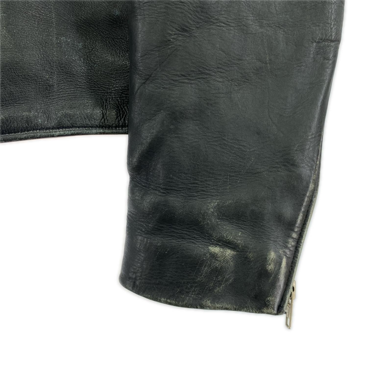 ライダースジャケット US GENUINE WEAR シングルライダース バッグペイント 36 ブラック