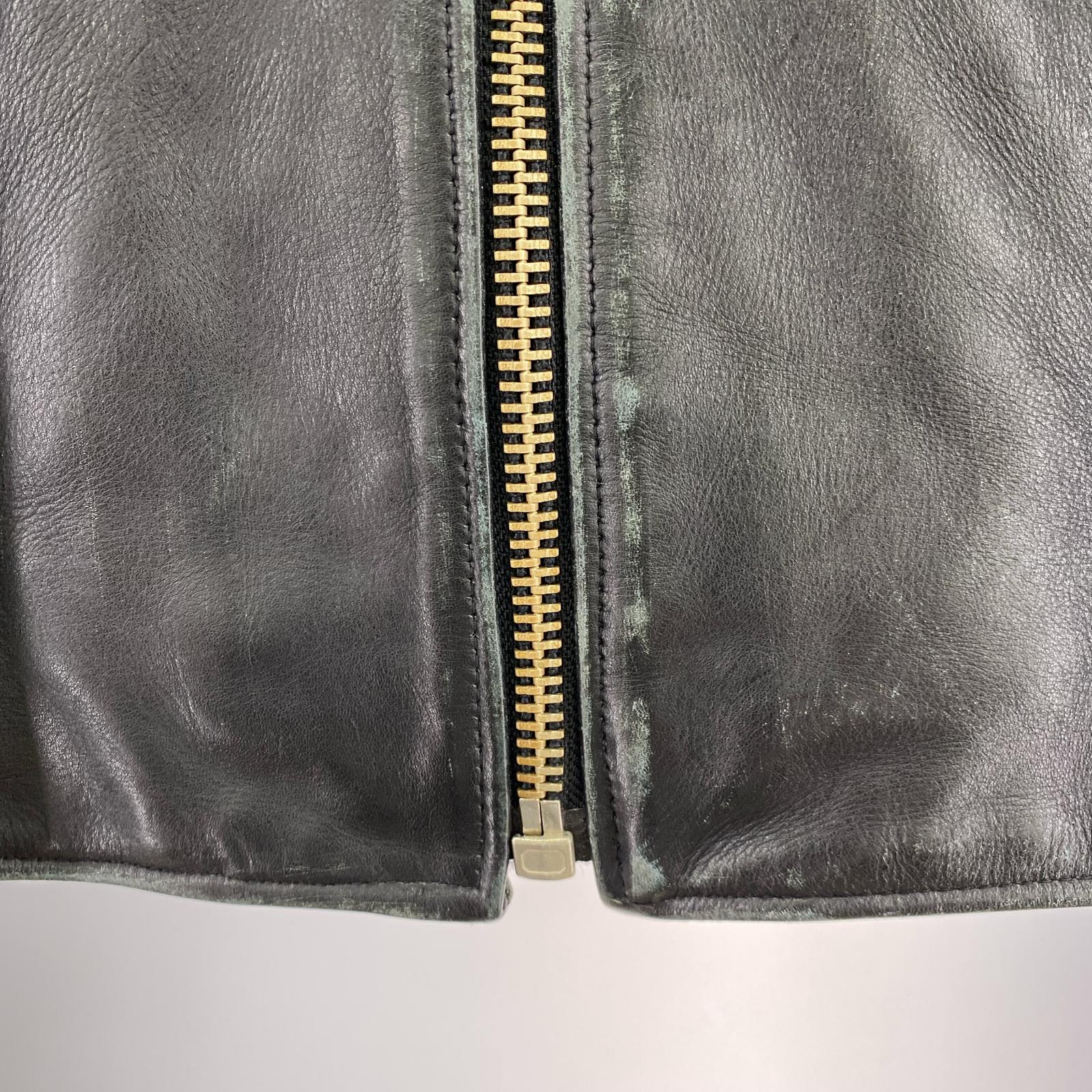 ライダースジャケット US GENUINE WEAR シングルライダース バッグペイント 36 ブラック