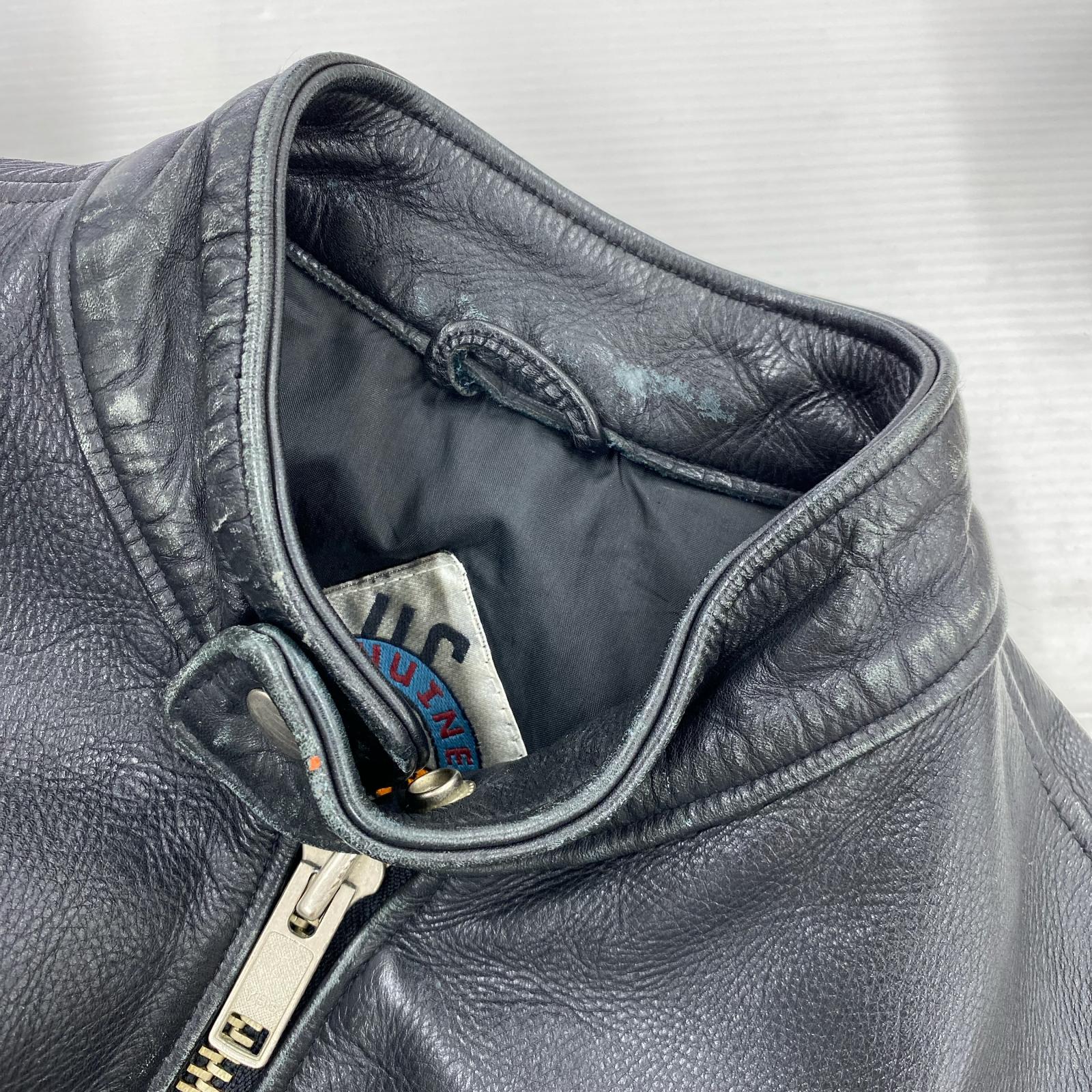 ライダースジャケット US GENUINE WEAR シングルライダース バッグペイント 36 ブラック