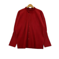 長袖シャツ 19SS プリーツバンドカラーシャツ 3 レッド