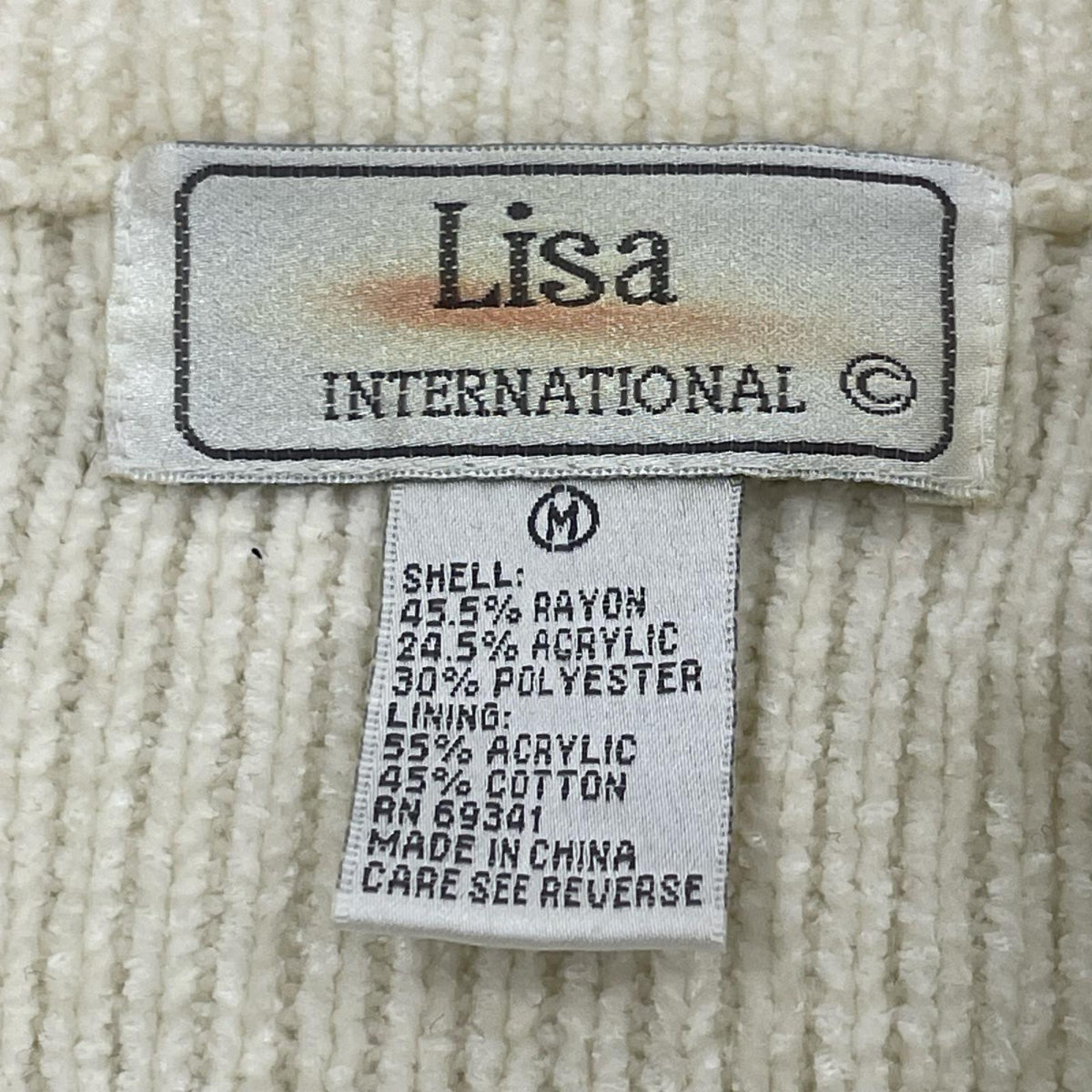 ジャケット Lisa International フェイクファーニット WHT M M