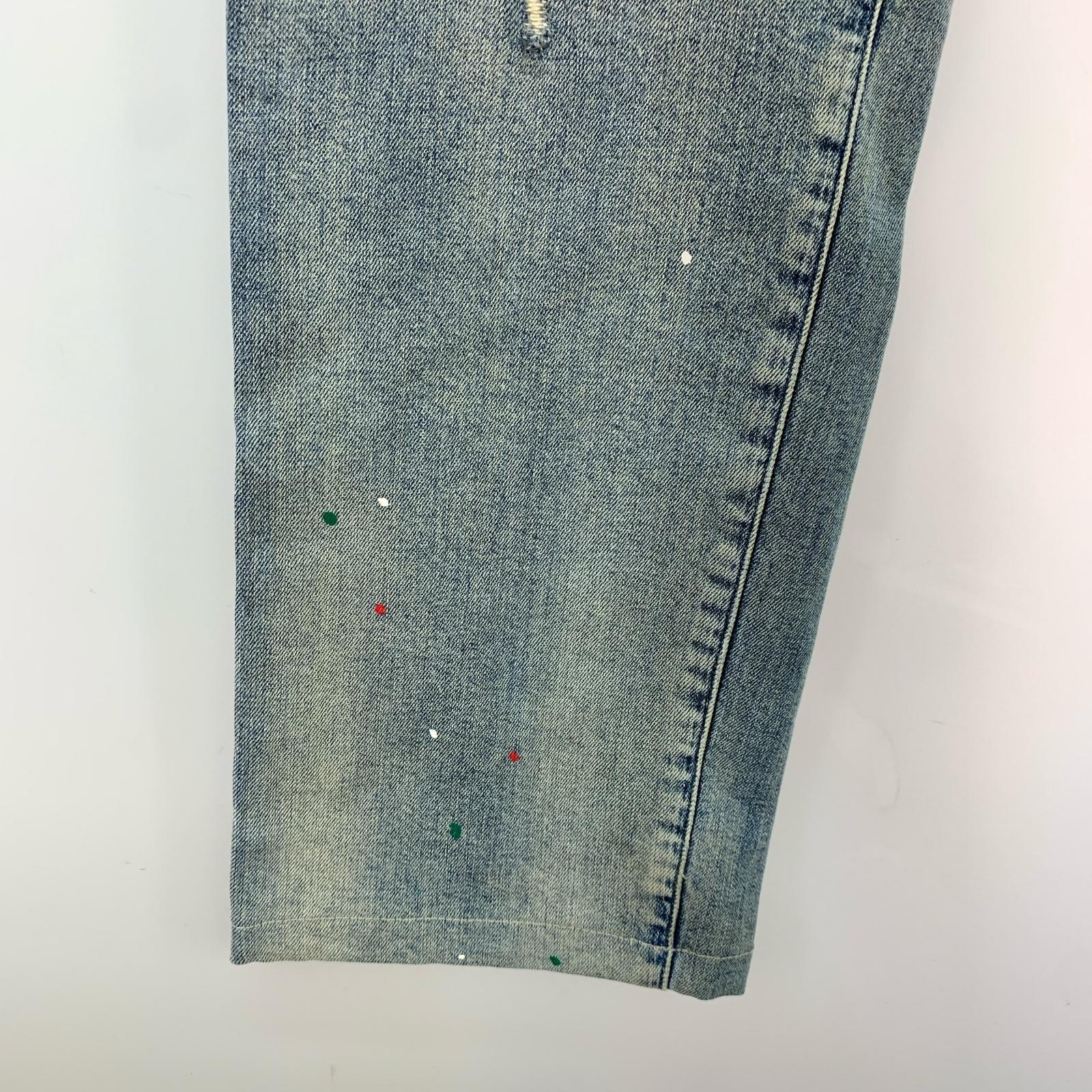 デニムパンツ リペア ペイント加工 デニムパンツ 31 ブルー