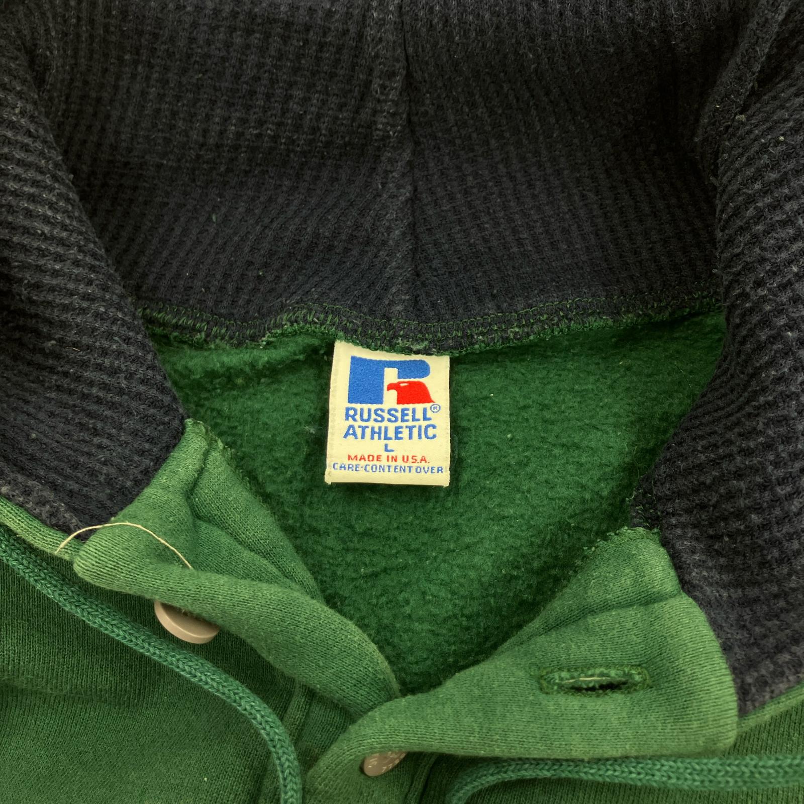 パーカー RUSSELL ハーフボタン 緑 (L) L