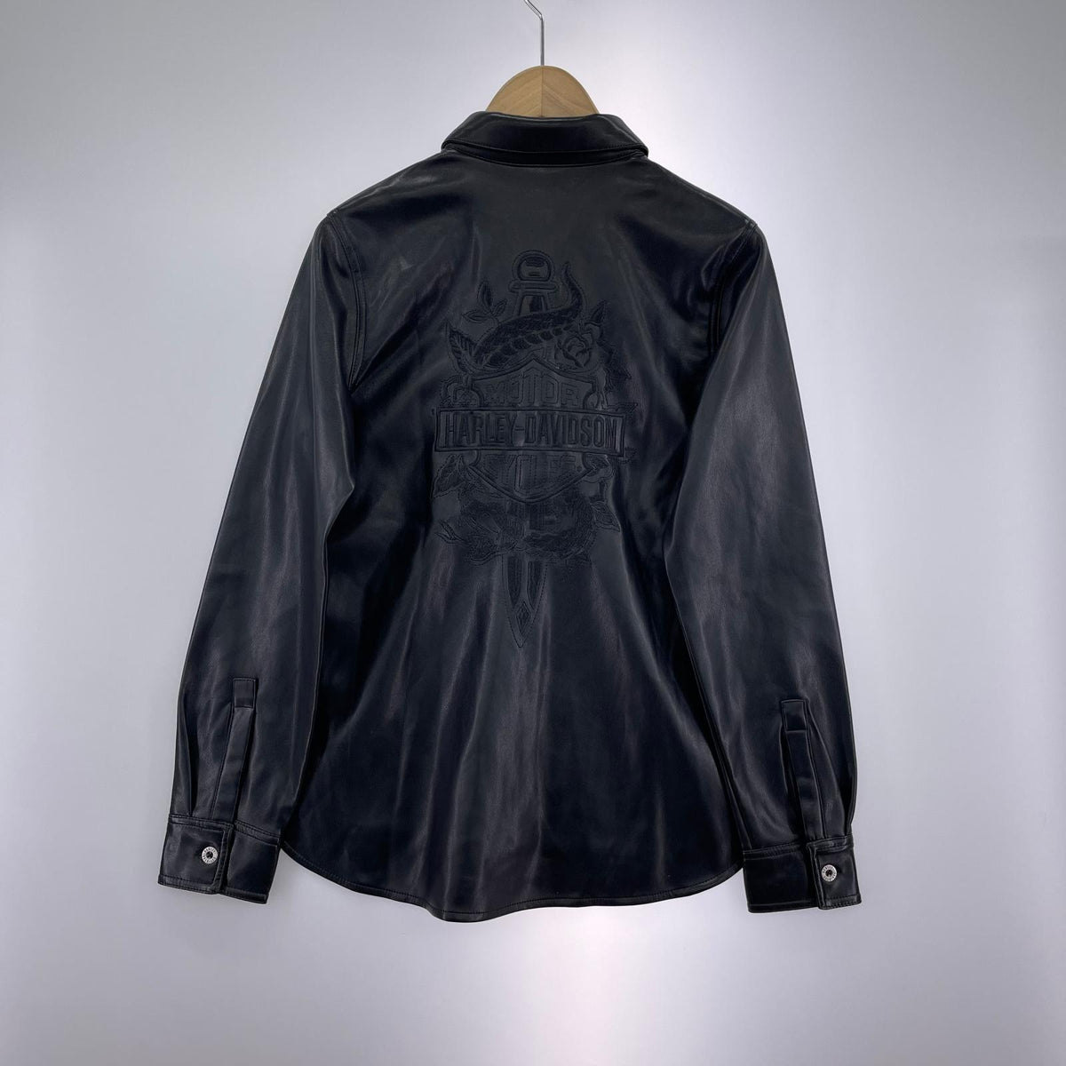 長袖シャツ ﾒﾀﾘｯｸﾀﾞｶﾞｰﾚｻﾞｰﾌｪｲｸｼｬﾂ S BLK S ブラック