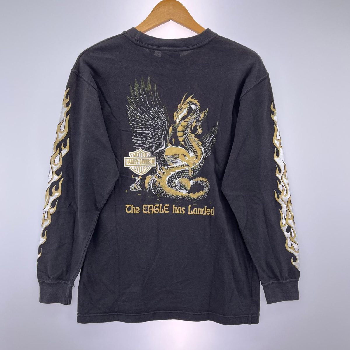 長袖Ｔシャツ ドラゴン ゴールド 黒 ブラック