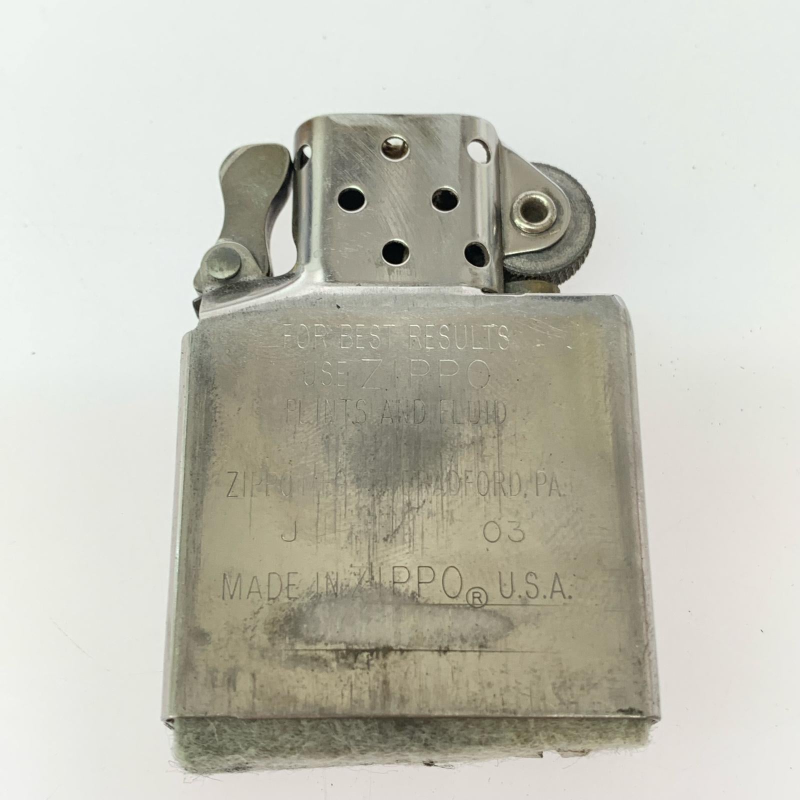 ライター ZIPPO 2003年刻印 3面彫刻 シルバー