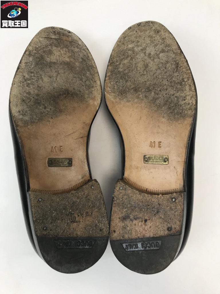 GUCCI レザー ホースビット ローファー 黒 41 110-0183