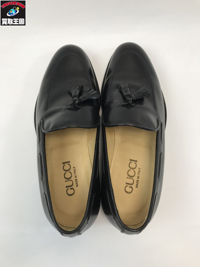 GUCCI レザー タッセル ローファー 黒 41 110-1340