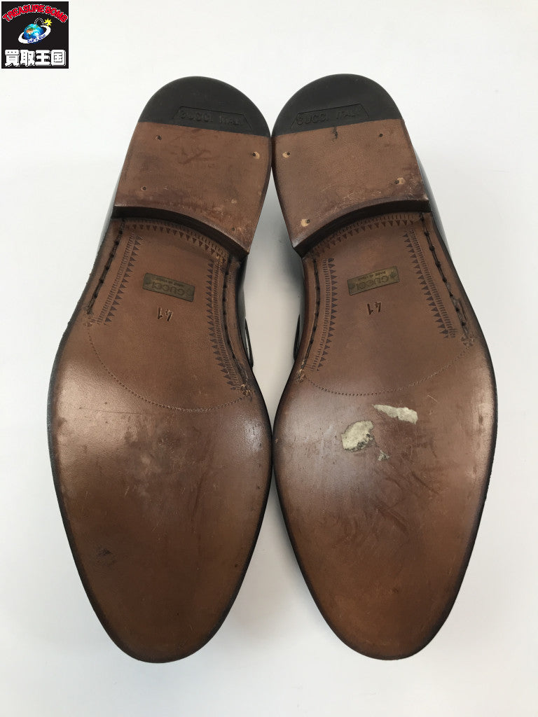 GUCCI レザー タッセル ローファー 黒 41 110-1340