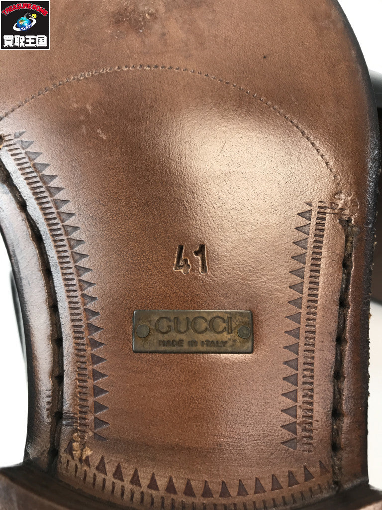 GUCCI レザー タッセル ローファー 黒 41 110-1340