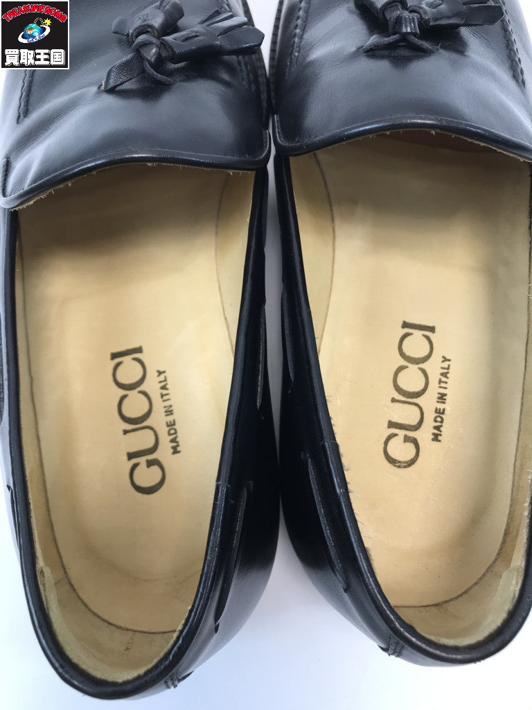GUCCI レザー タッセル ローファー 黒 41 110-1340