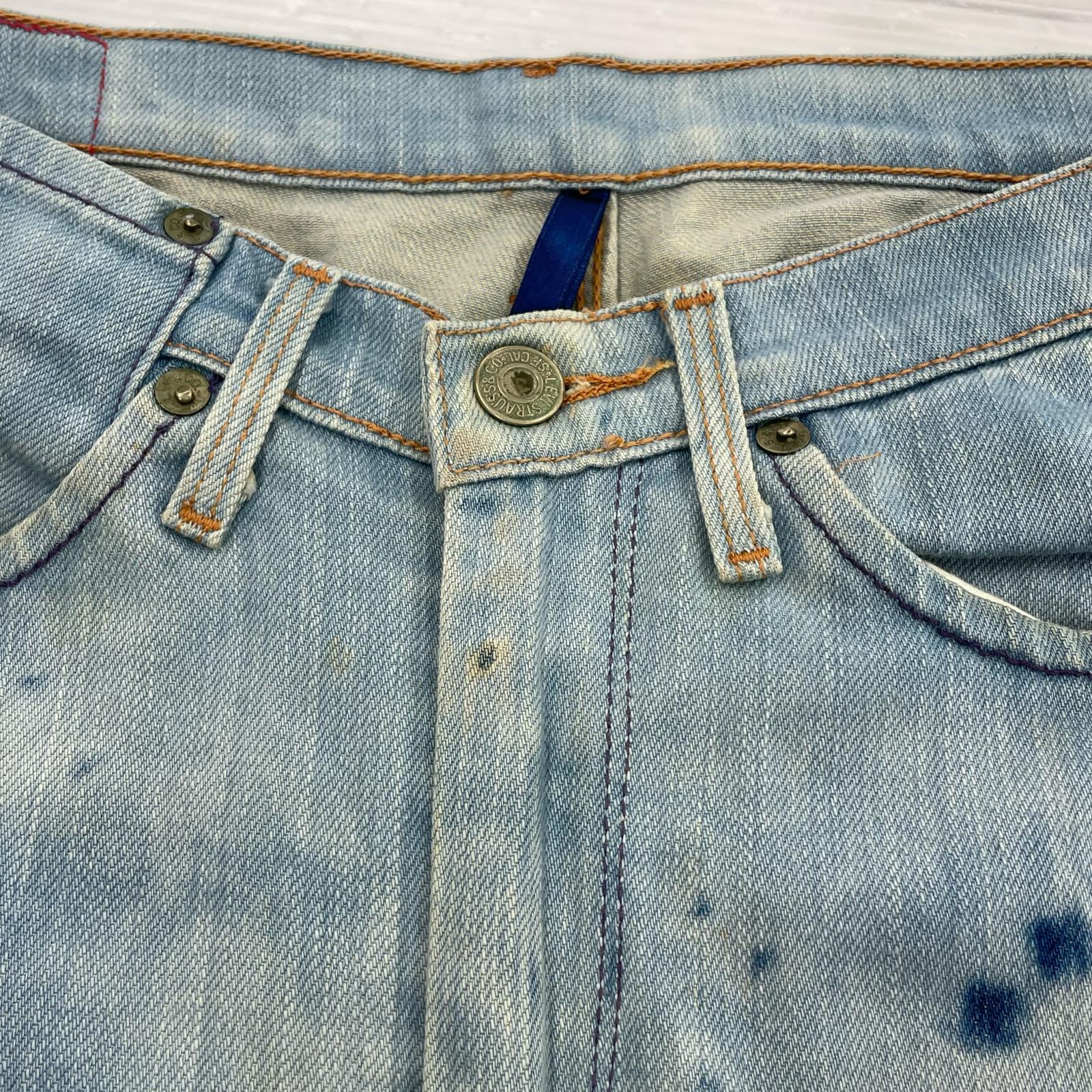 デニムパンツ 00s Levi's RED 立体裁断 カプセルブリーチ W33 ネイビー