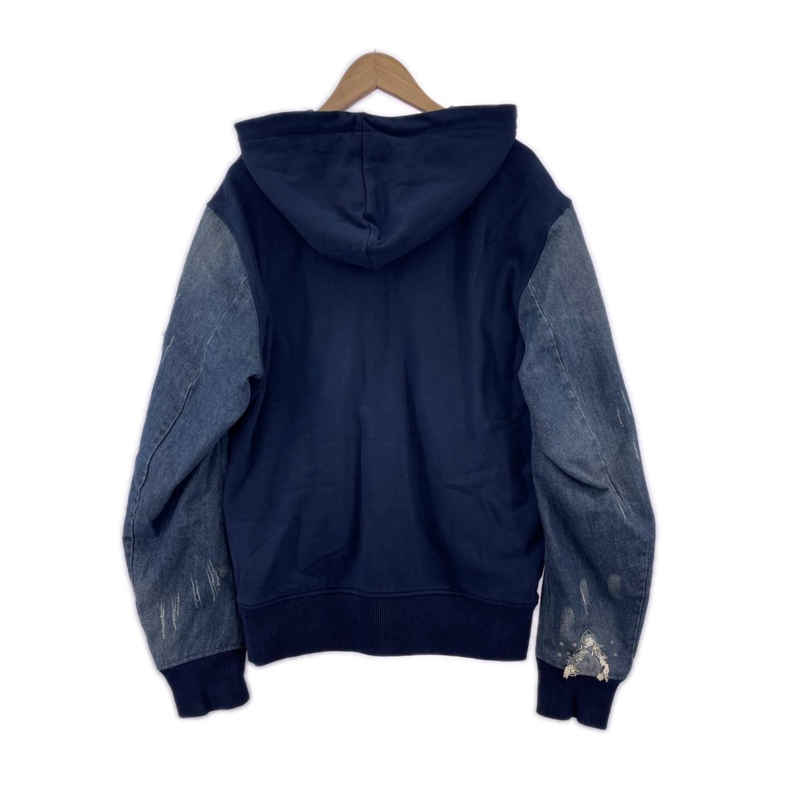 パーカー デニム切替 (XL) ネイビー