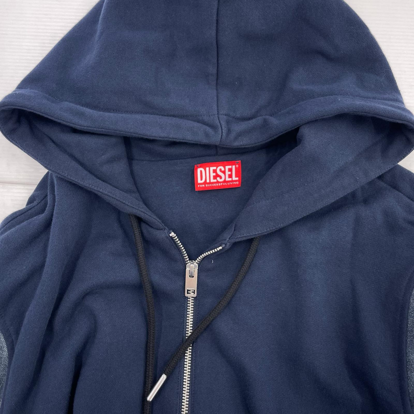 パーカー デニム切替 (XL) ネイビー