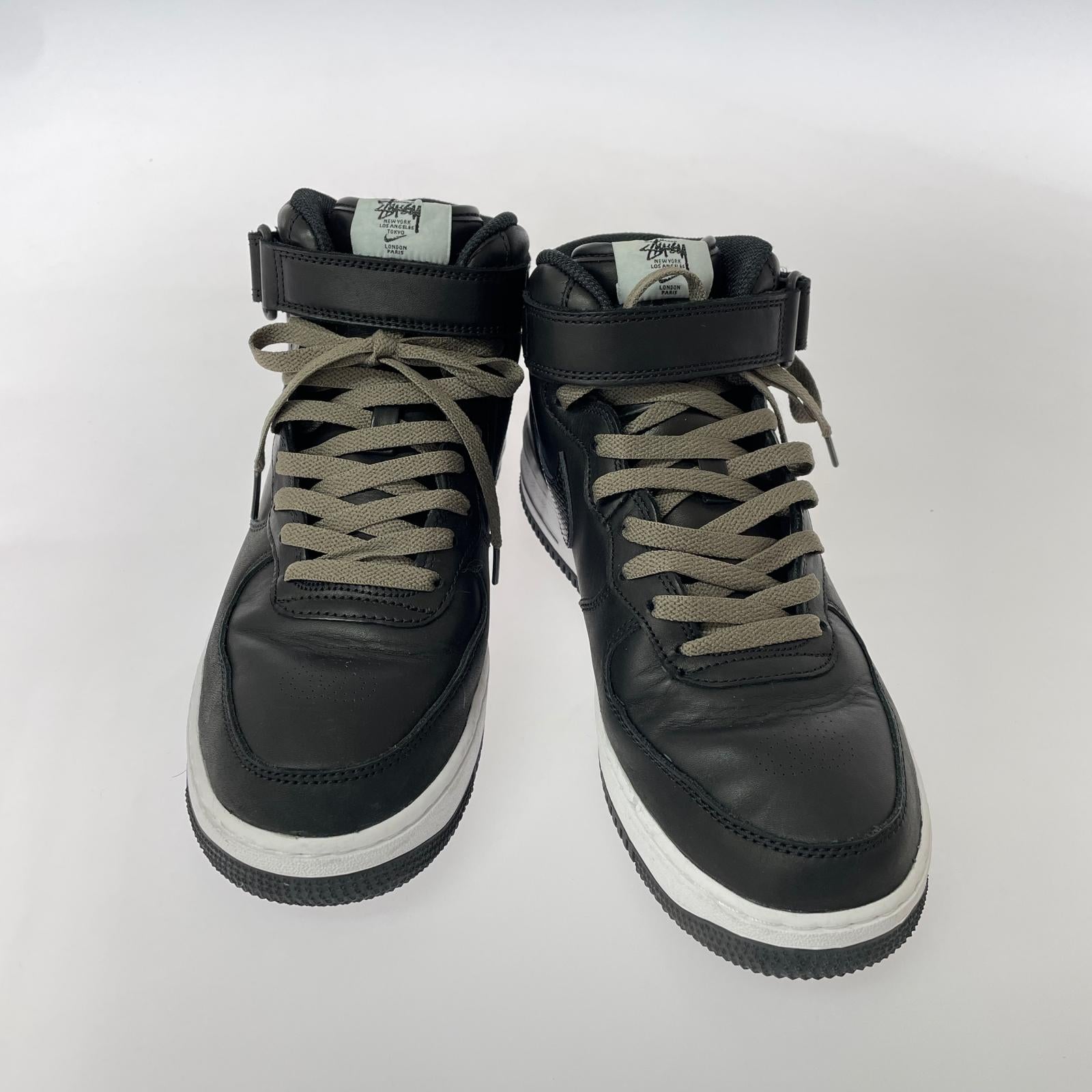 スニーカー ×STUSSY AIR FORCE 1 MID BLACK SNAKESKIN 27.5cm (US9 1/2 UK9 EU45) ブラック
