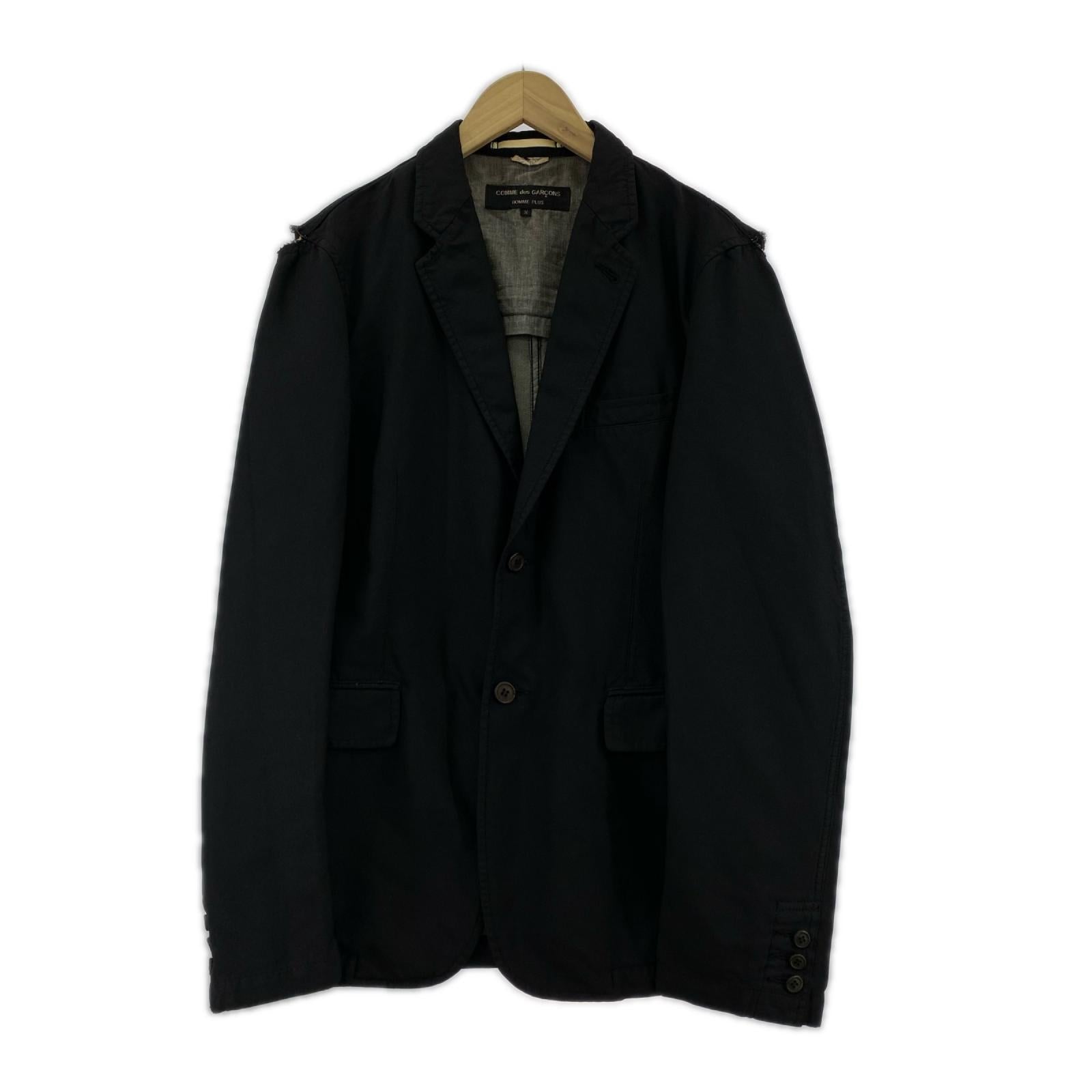 テーラードジャケット HOMME PLUS 黒 PM-J097 M 90s ポリ縮ジャケット M ブラック