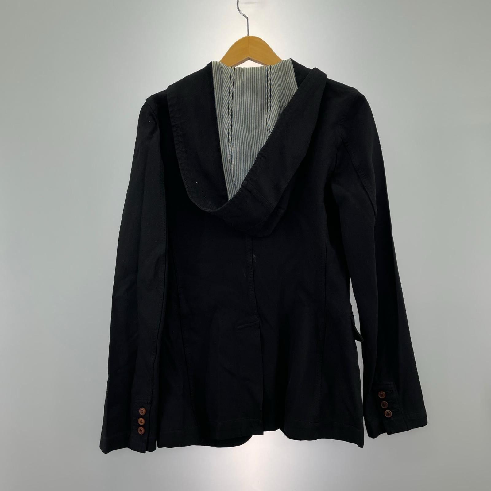 テーラードジャケット 90s HOMME PLUS フーデッド テーラードジャケット 黒 M SS ブラック