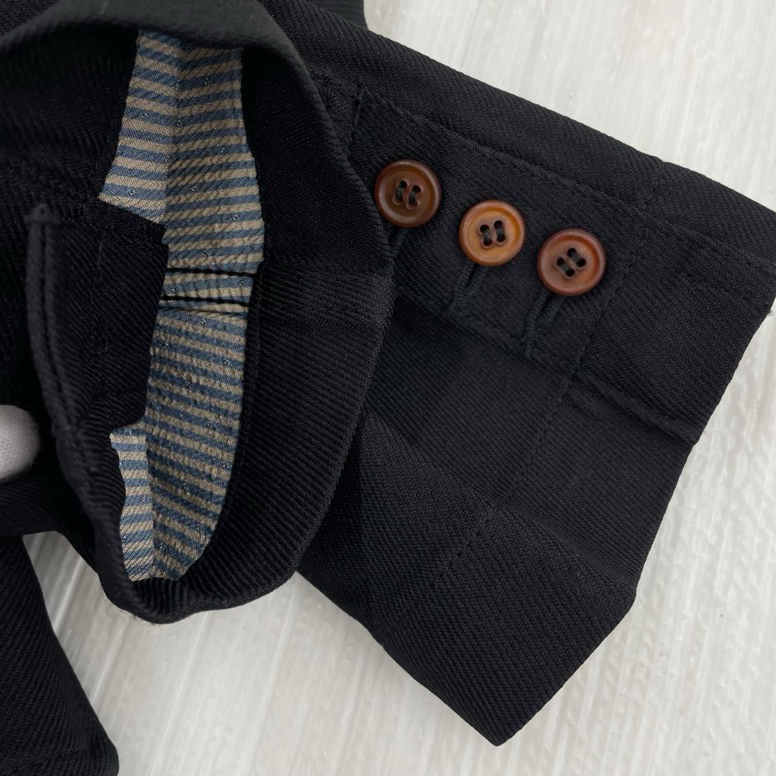 テーラードジャケット 90s HOMME PLUS フーデッド テーラードジャケット 黒 M SS ブラック