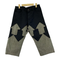 パンツ HOMME PLUS 14SS 矢印パッチワークパンツ 黒 ポリ縮 M ブラック
