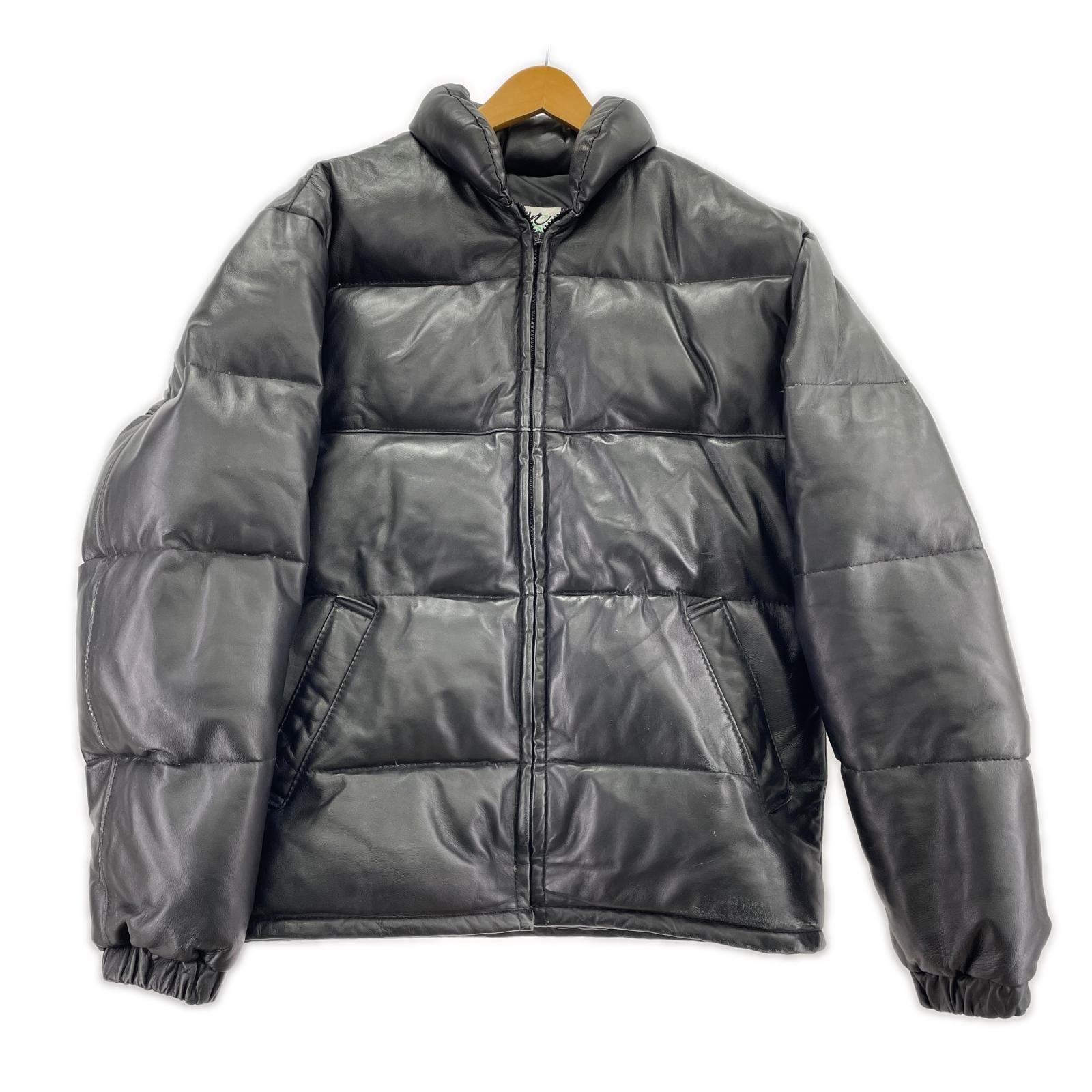 ダウンジャケット Schott レザーダウンジャケット Made In USA 38 38 ブラック