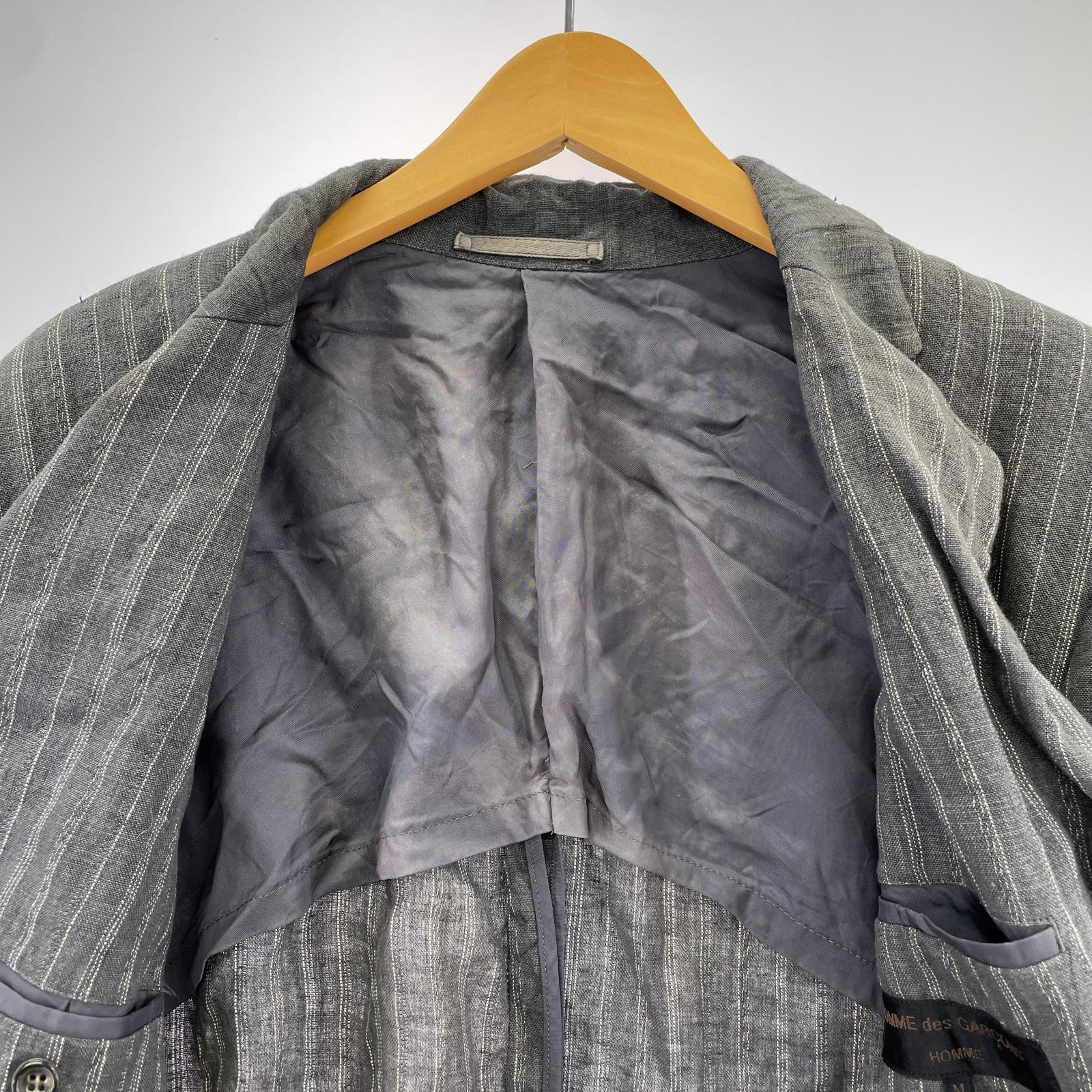 テーラードジャケット HOMME SAMPLE 3BストライプテーラードJKT (M) グレー M グレー