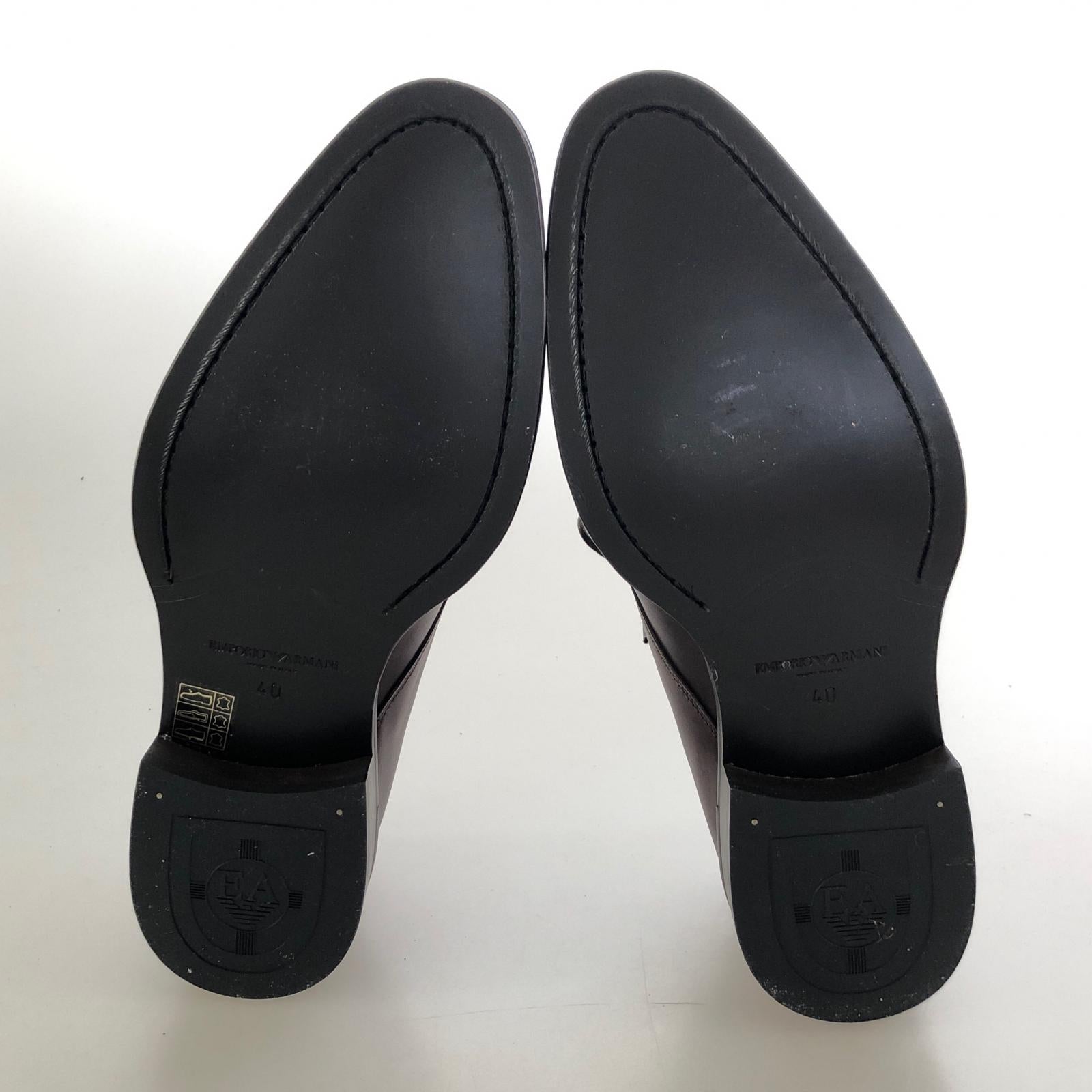 シューズ EMPORIO ARMANI レザーシューズ BR 40（25.0-25.5） ブラウン