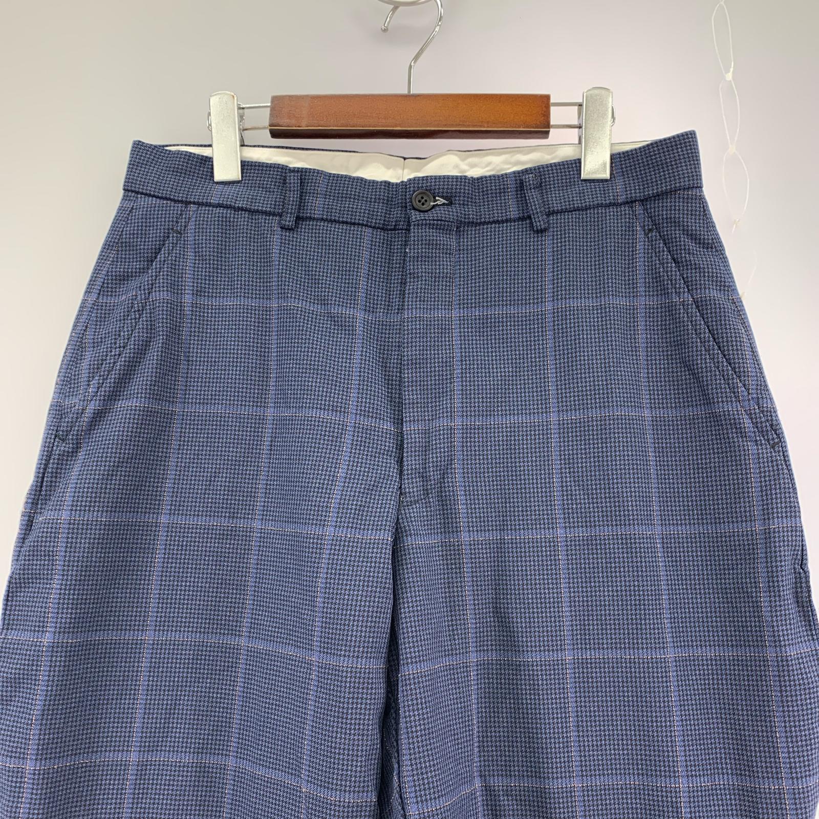 パンツ HOMME DEUX チェックパンツ 紺 M ネイビー