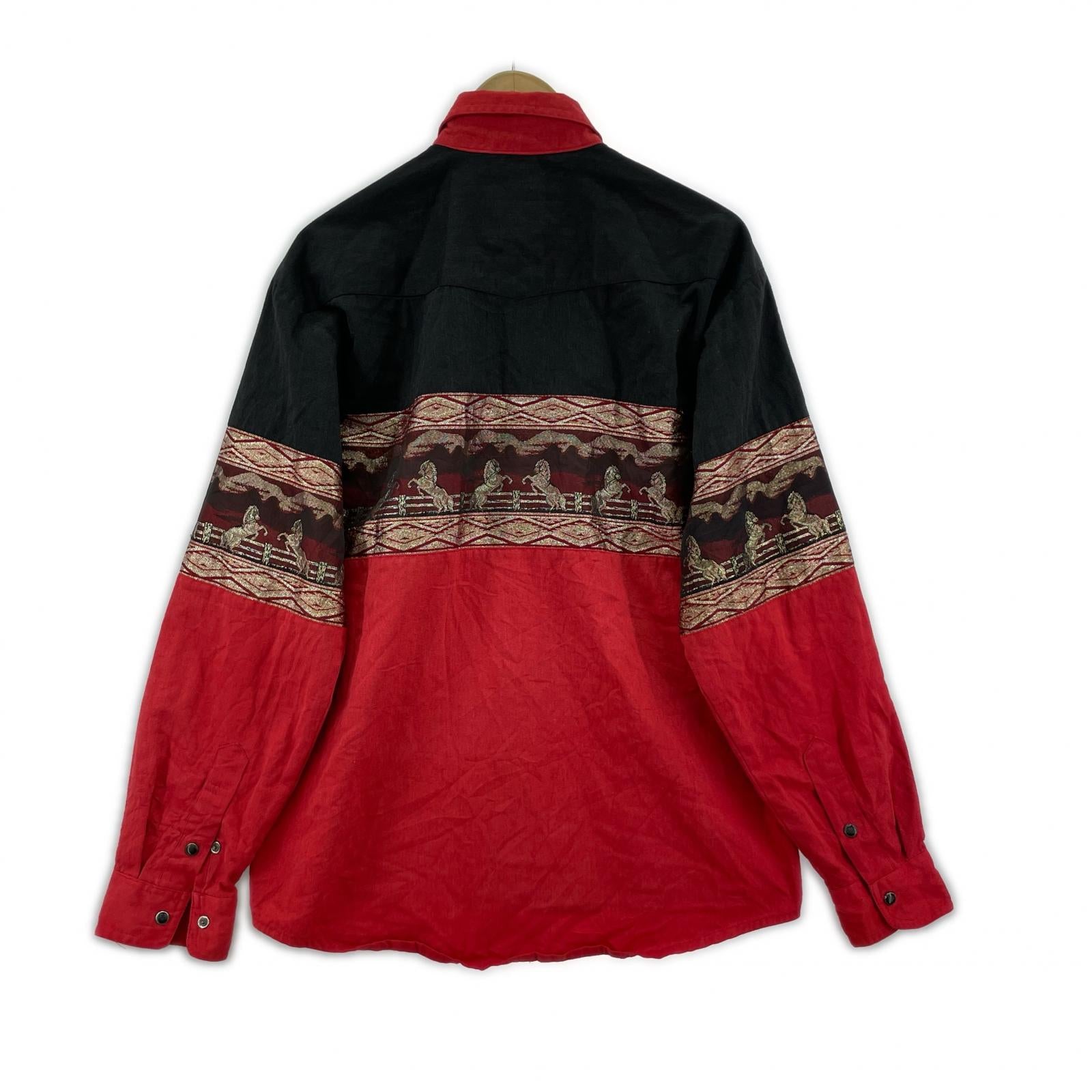 長袖シャツ 90-00s FIRST LINE RED/BLK S S