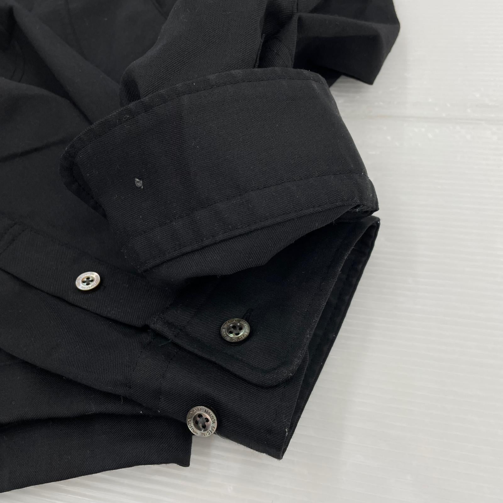 長袖シャツ 西川毛織 Prime-Over Wool Curve Shirt 黒 ブラック