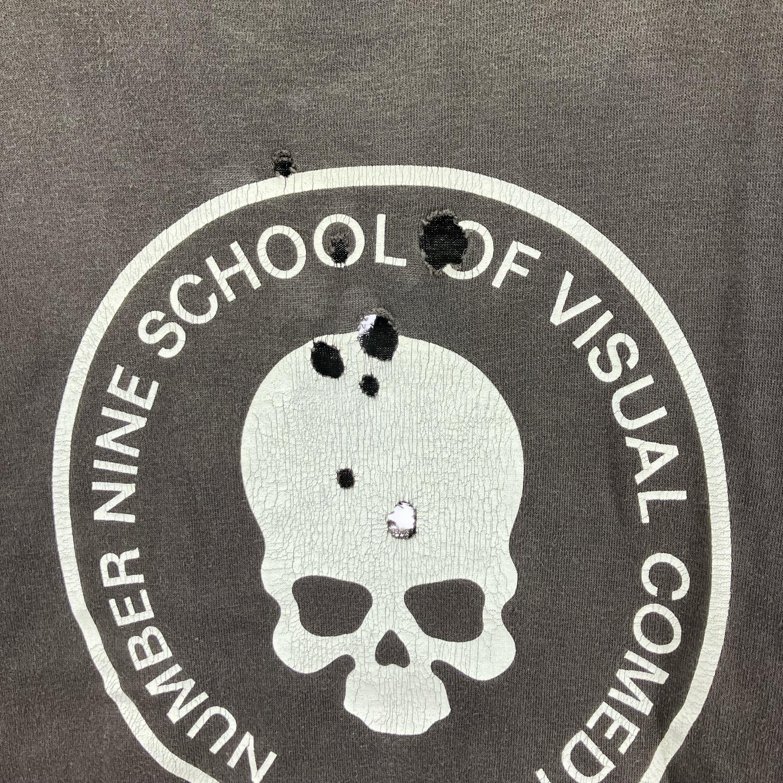 半袖Ｔシャツ NUMBER (N)INE 01SS タイム期 ダメージ加工 スカルTee 3 黒 3 ブラウン