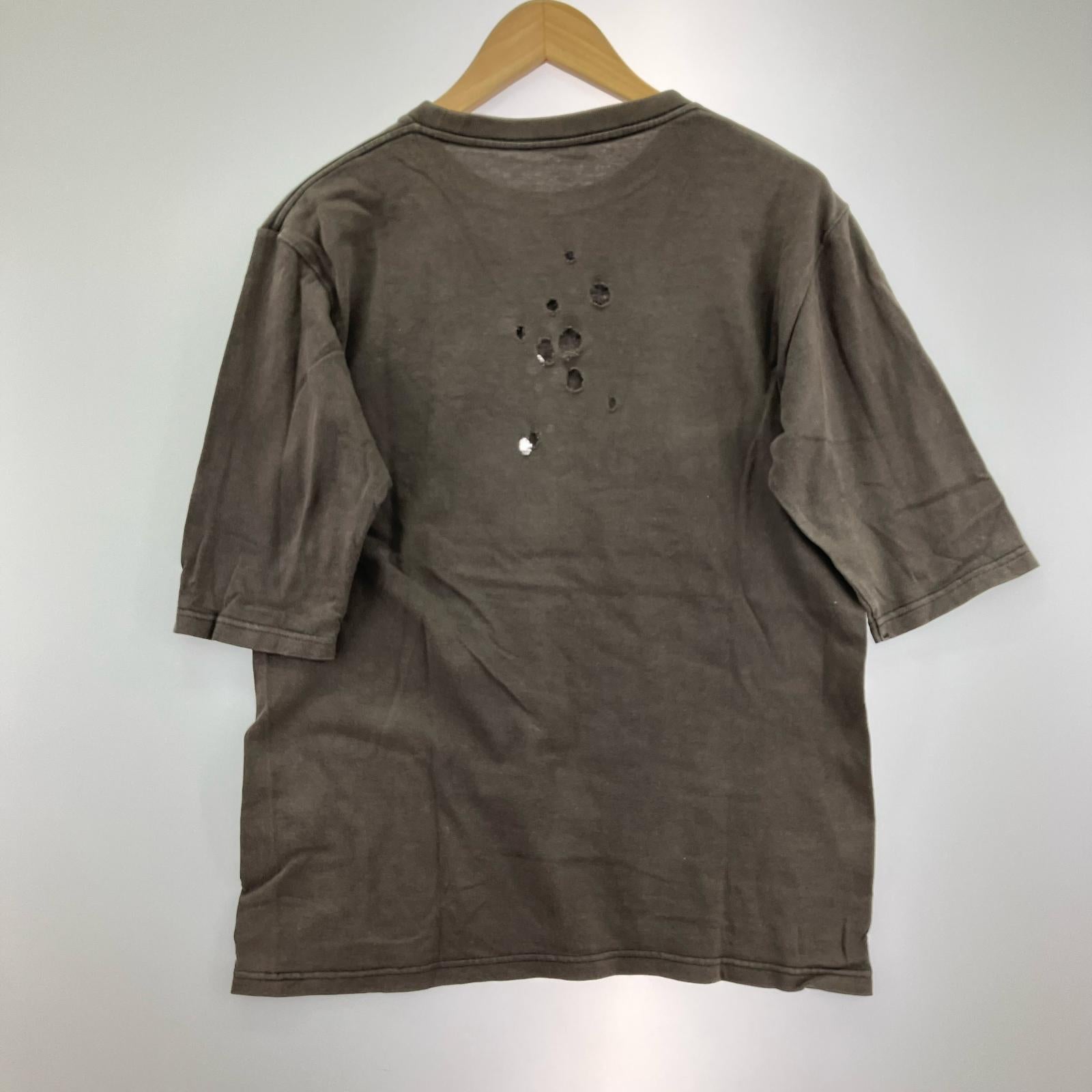 半袖Ｔシャツ NUMBER (N)INE 01SS タイム期 ダメージ加工 スカルTee 3 黒 3 ブラウン
