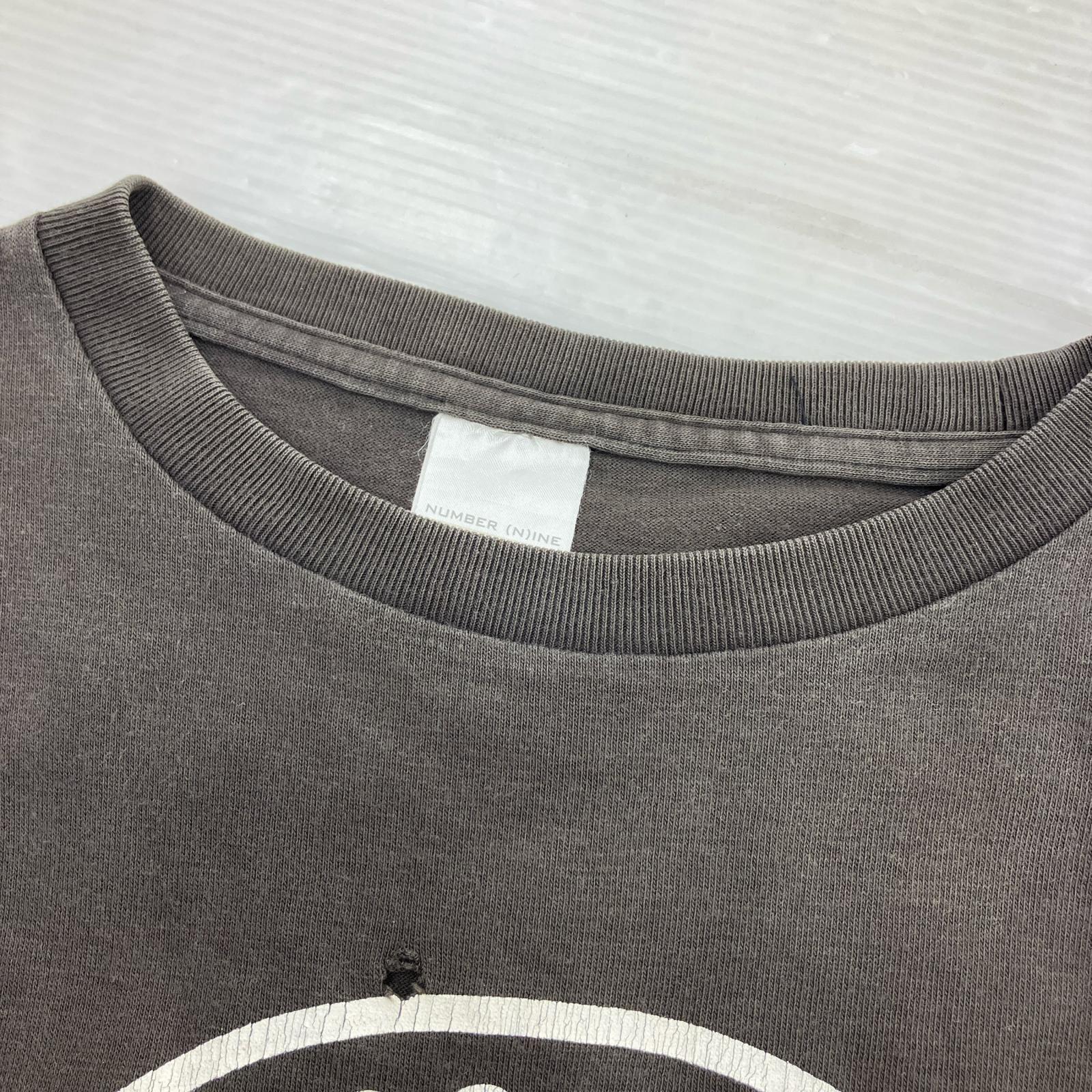 半袖Ｔシャツ NUMBER (N)INE 01SS タイム期 ダメージ加工 スカルTee 3 黒 3 ブラウン