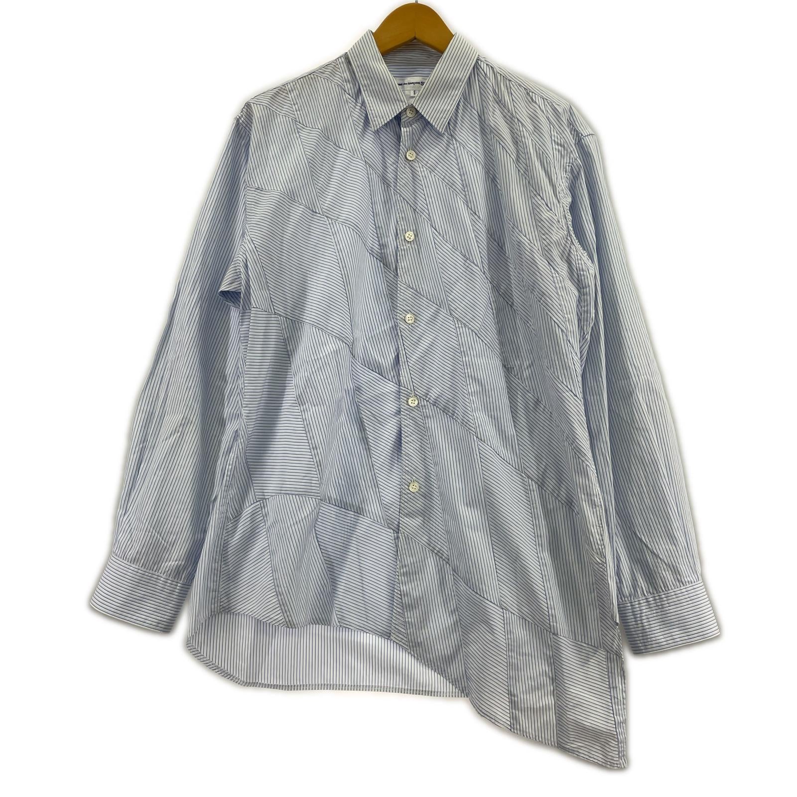 長袖シャツ COMME des GARCONS SHIRT 15SS 変形 ストライプシャツ S 青 S