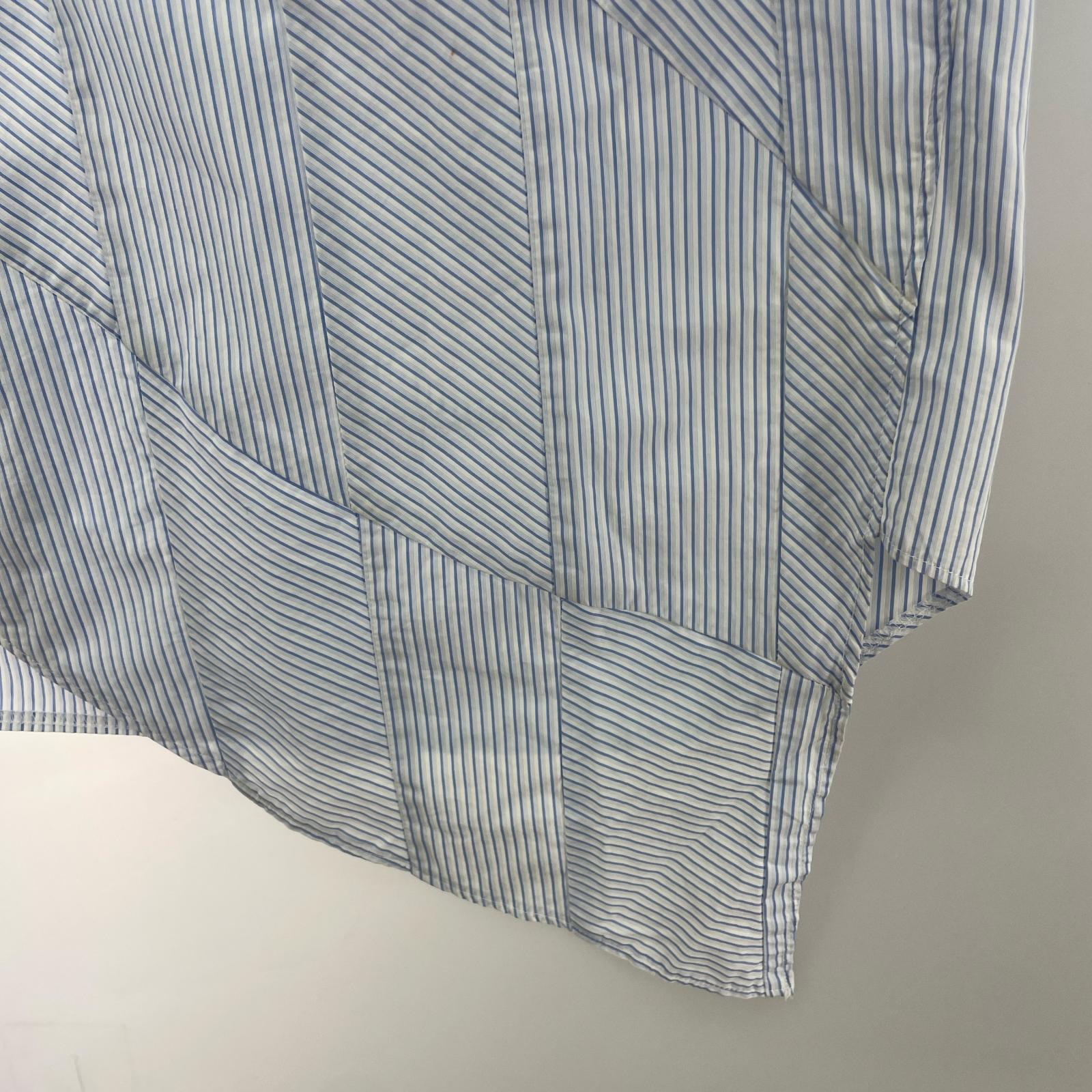 長袖シャツ COMME des GARCONS SHIRT 15SS 変形 ストライプシャツ S 青 S