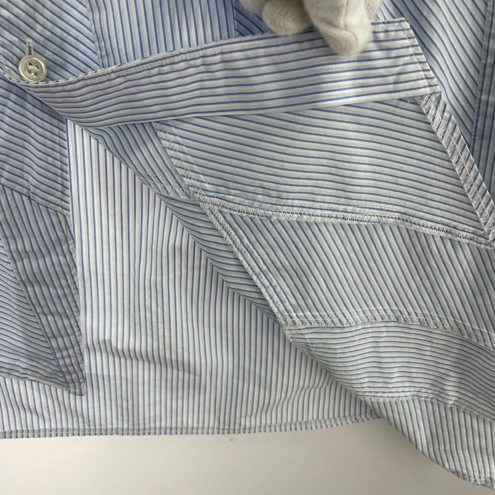 長袖シャツ COMME des GARCONS SHIRT 15SS 変形 ストライプシャツ S 青 S