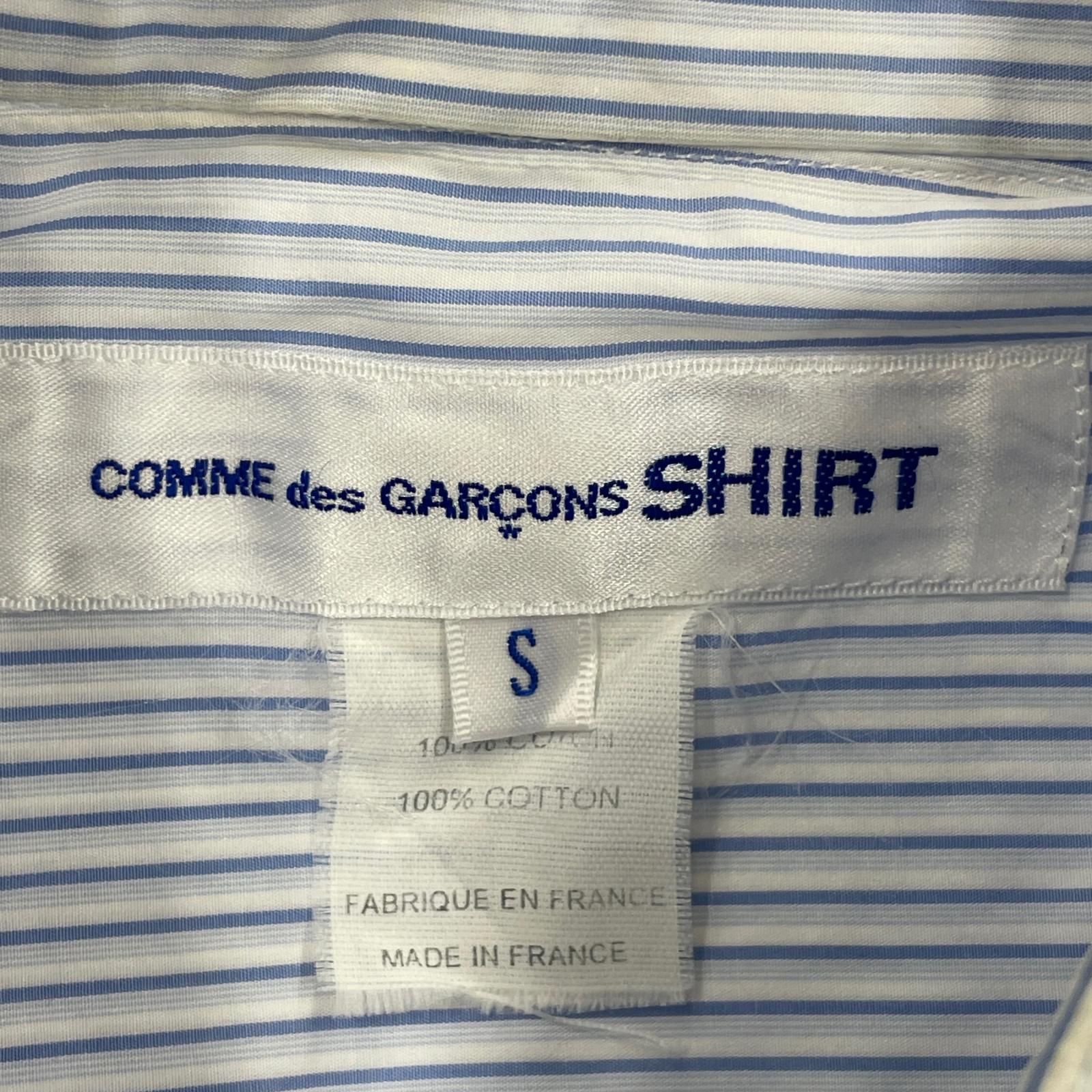 長袖シャツ COMME des GARCONS SHIRT 15SS 変形 ストライプシャツ S 青 S
